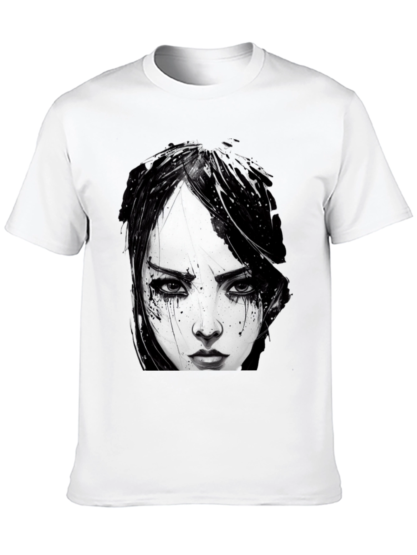 Emo Girl Portrait Black T-Shirt