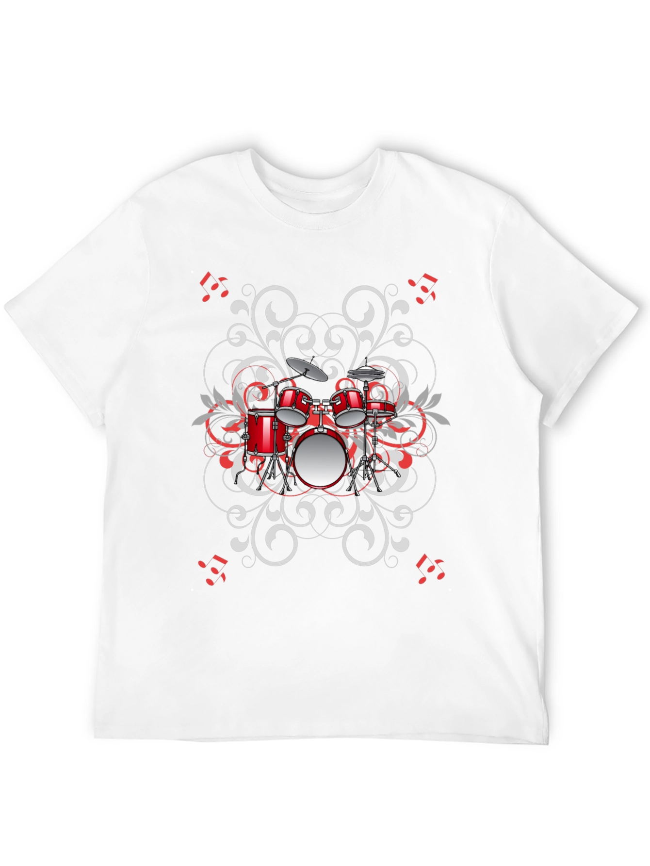 Drum Set Graphic Tee - Black Music Lover Shirt
