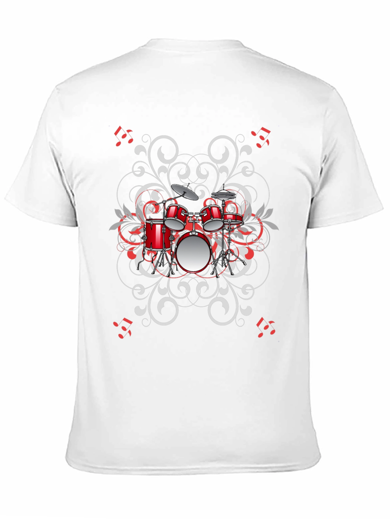 Drum Set Graphic Tee - Black Music Lover Shirt