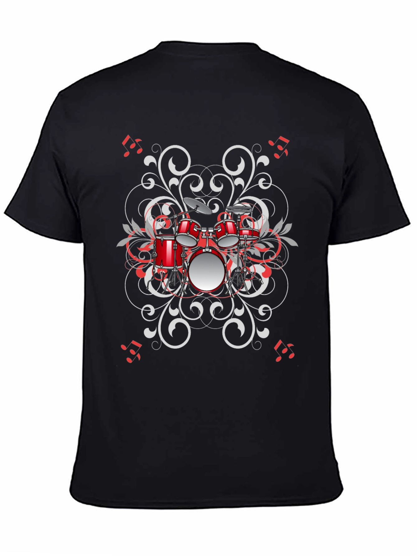Drum Set Graphic Tee - Black Music Lover Shirt