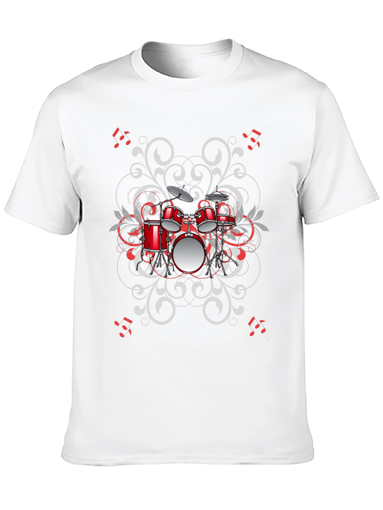 Drum Set Graphic Tee - Black Music Lover Shirt