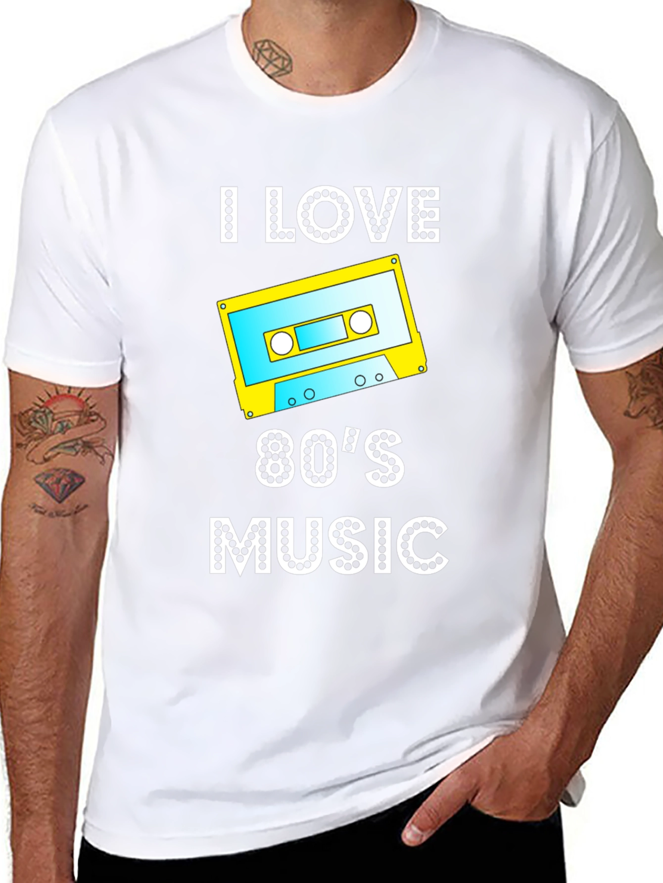 I Love 80s Music Cassette Tape Graphic T-Shirt