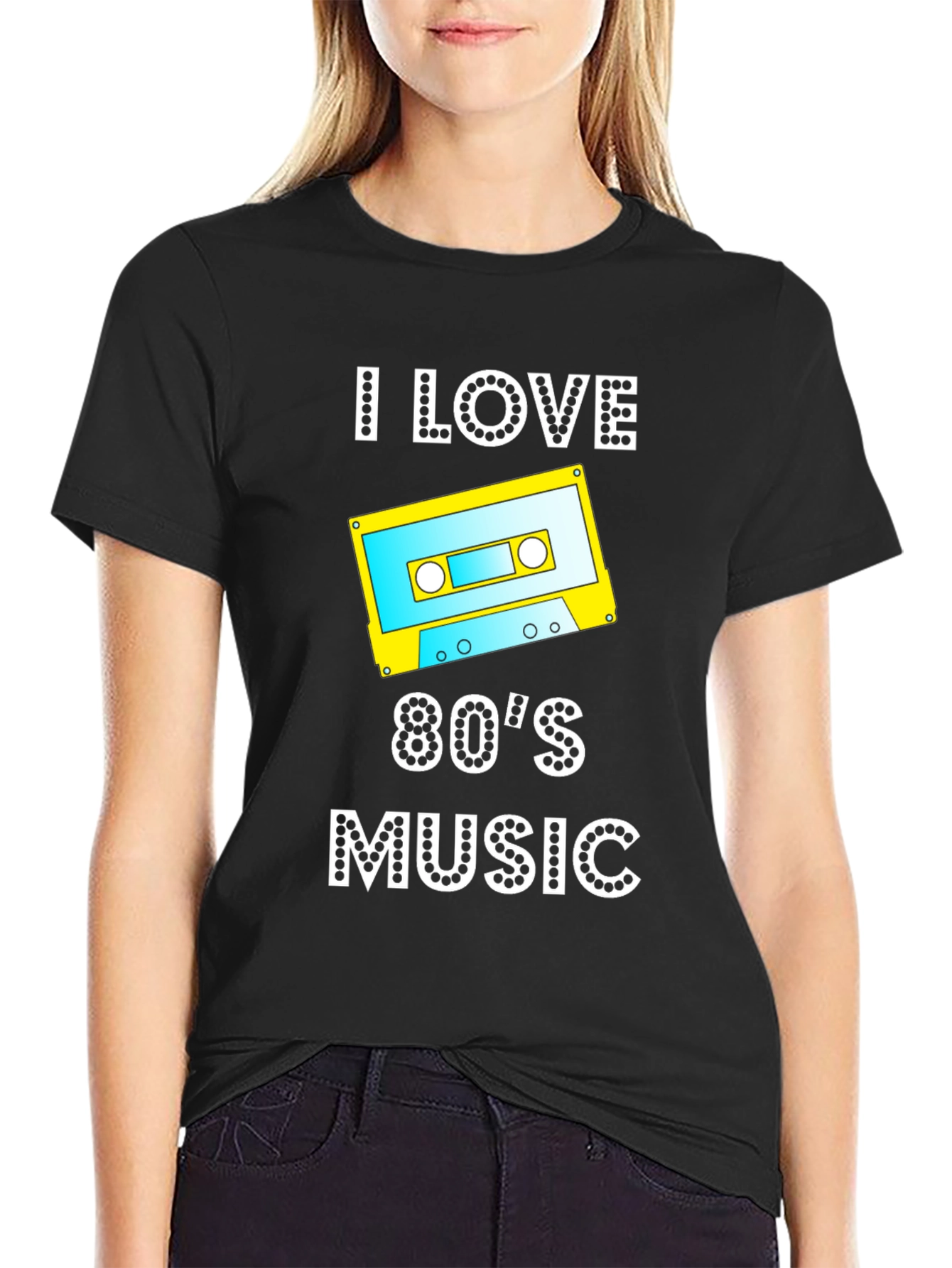 I Love 80s Music Cassette Tape Graphic T-Shirt