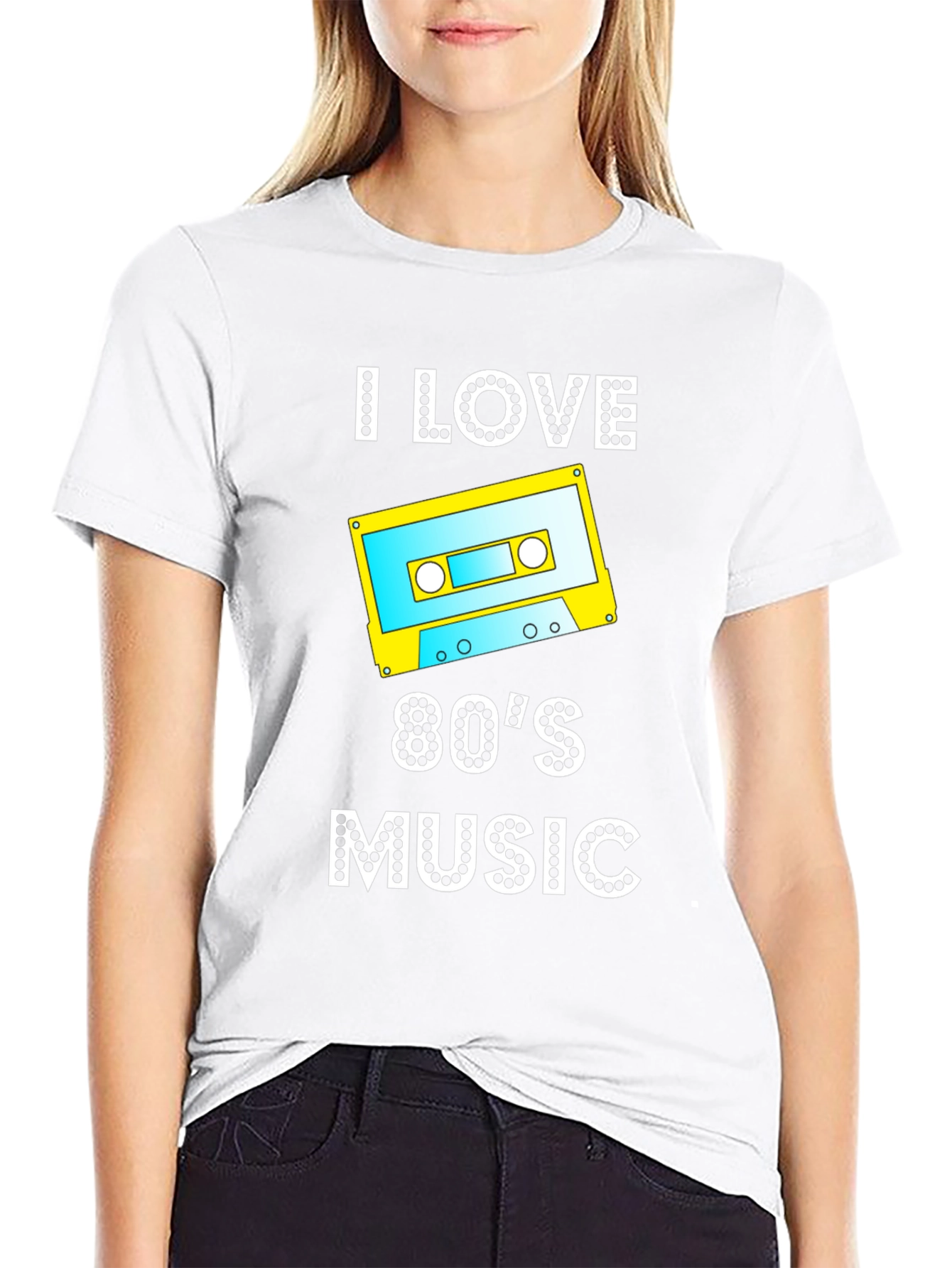 I Love 80s Music Cassette Tape Graphic T-Shirt