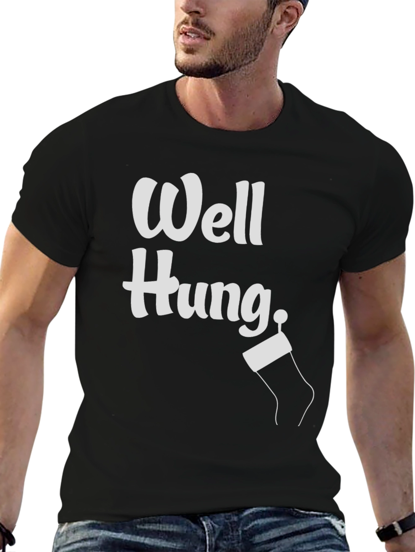 Funny Well Hung Christmas Stocking Mens T-Shirt