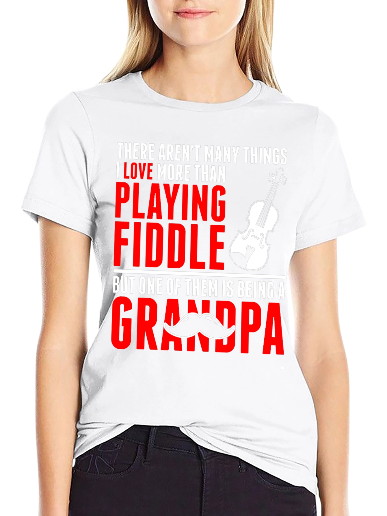 Fiddle Playing Grandpa T-Shirt | Novelty Musician Grandfather Tee