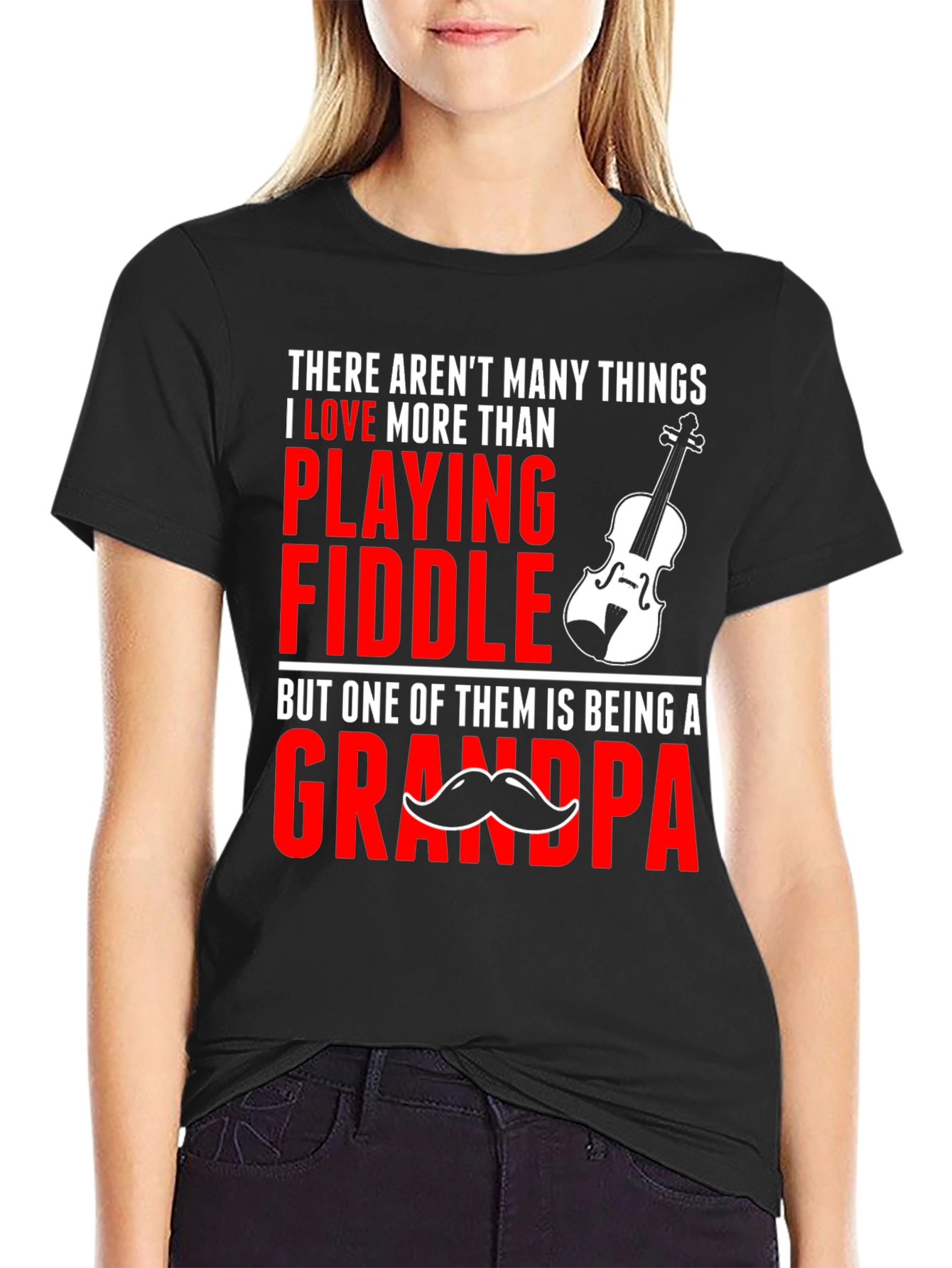 Fiddle Playing Grandpa T-Shirt | Novelty Musician Grandfather Tee