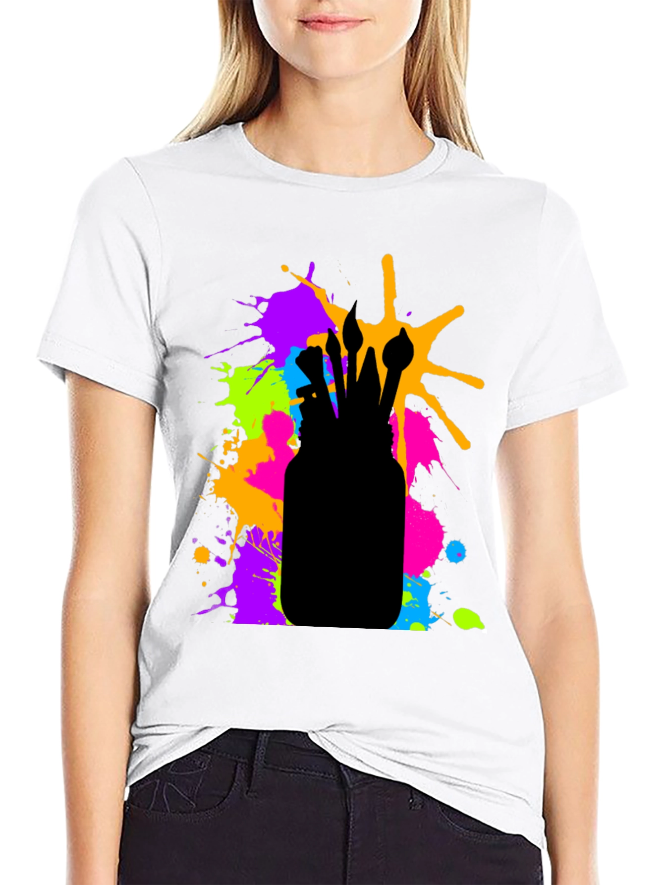 Artistic Paint Brush Splatter T-Shirt