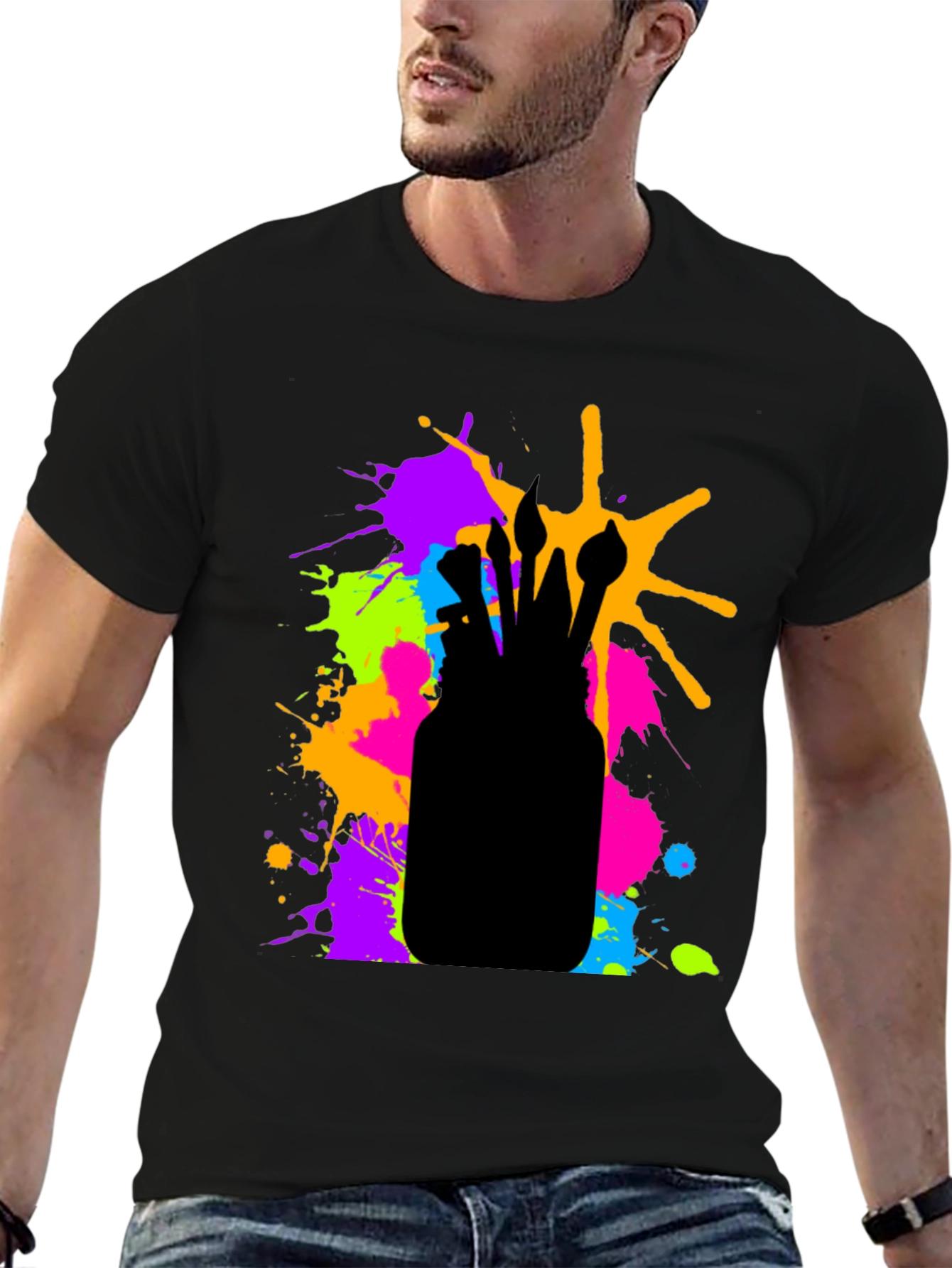 Artistic Paint Brush Splatter T-Shirt