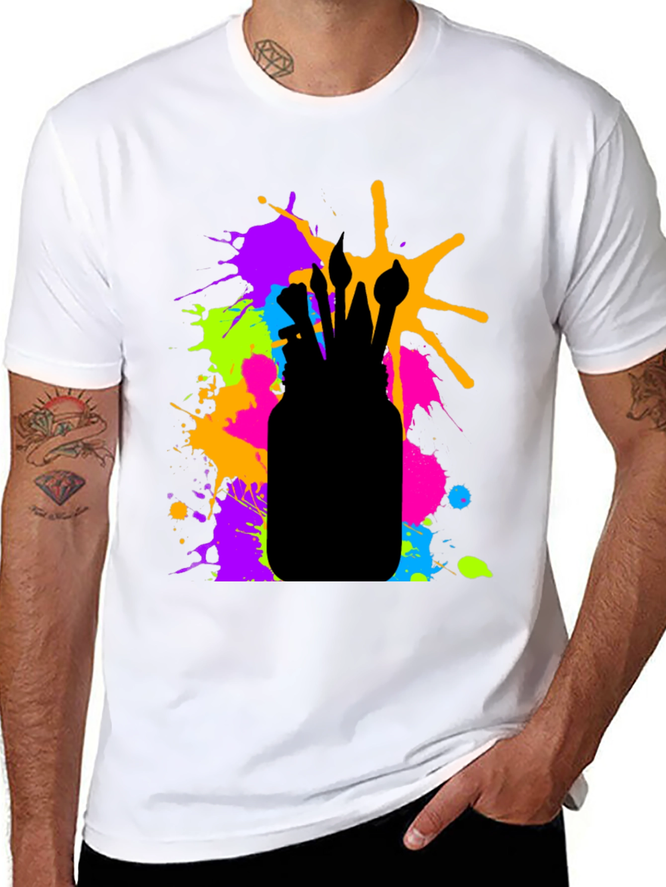 Artistic Paint Brush Splatter T-Shirt