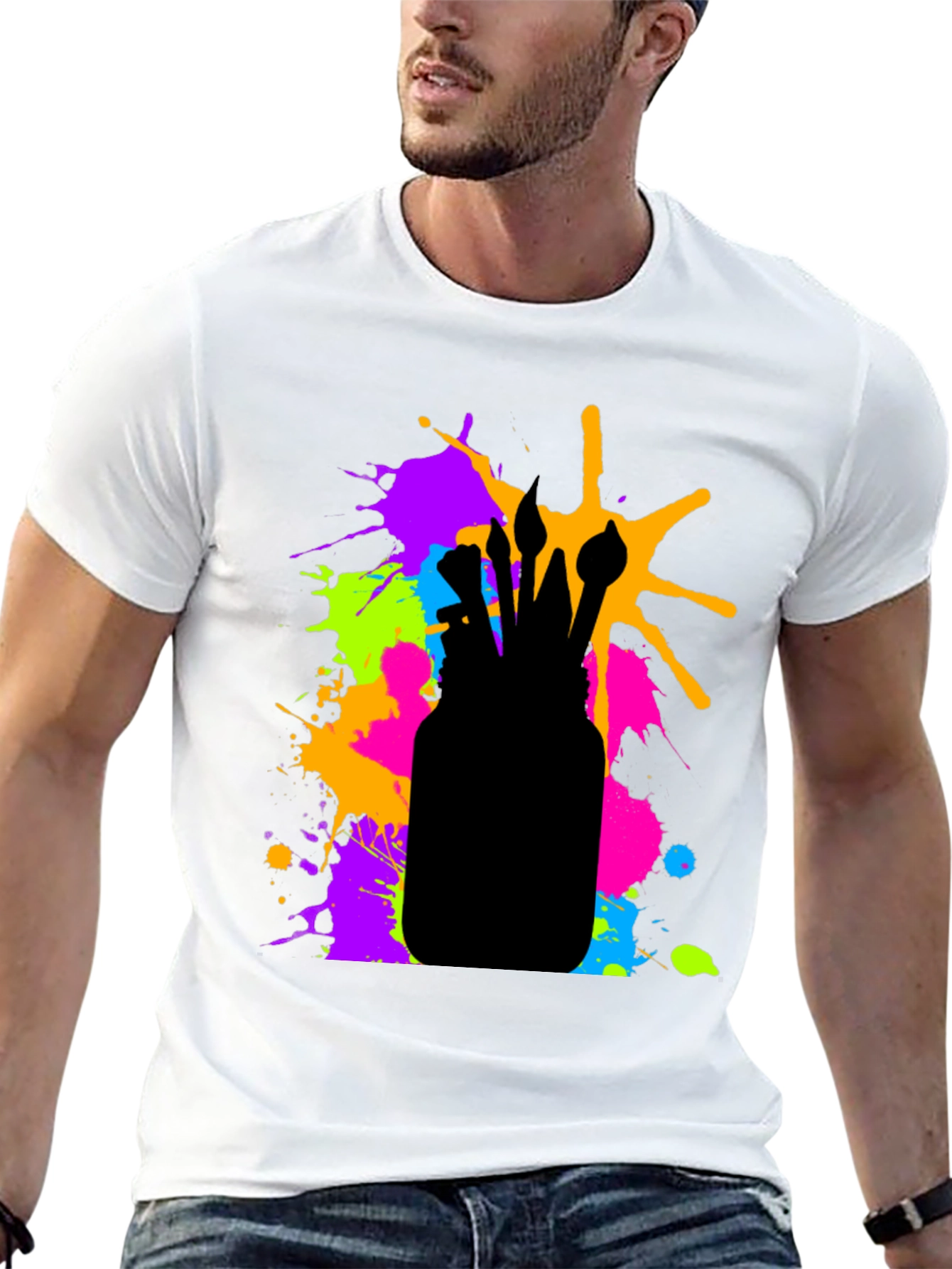 Artistic Paint Brush Splatter T-Shirt