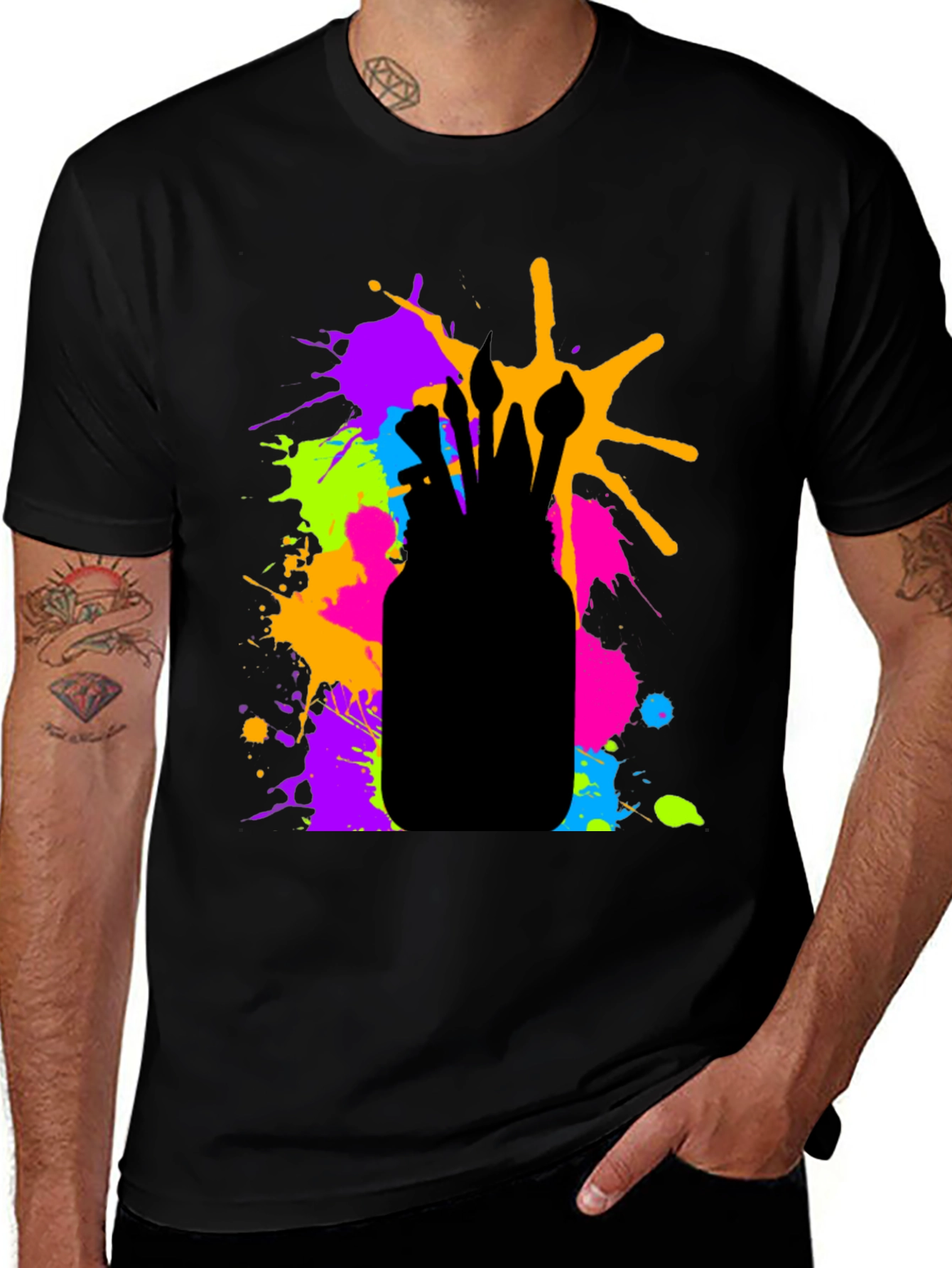 Artistic Paint Brush Splatter T-Shirt