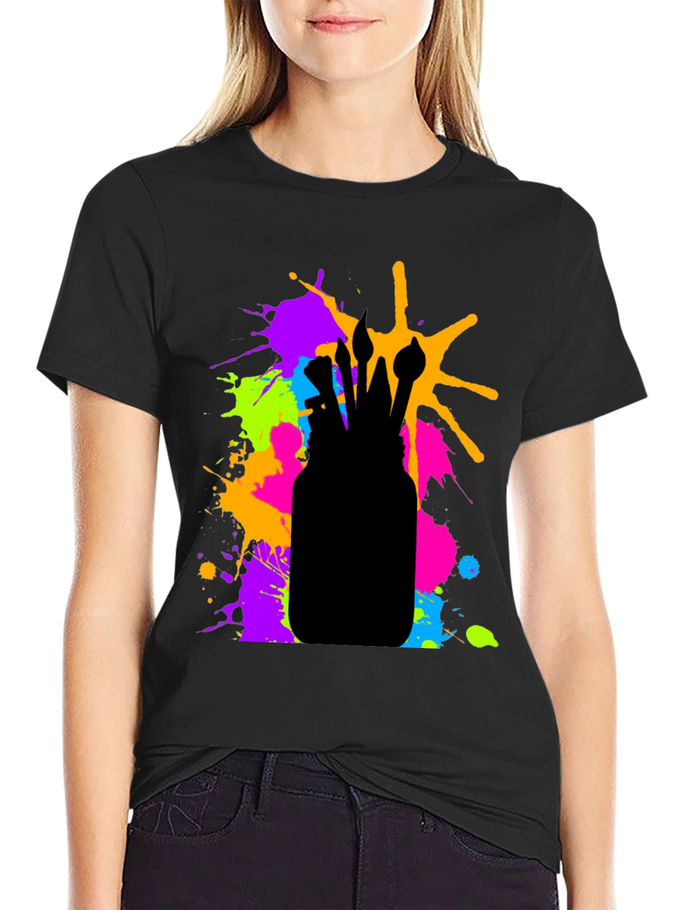 Artistic Paint Brush Splatter T-Shirt