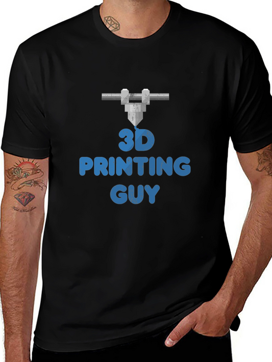 3D Printing Guy Graphic Tee - Black Casual T-Shirt