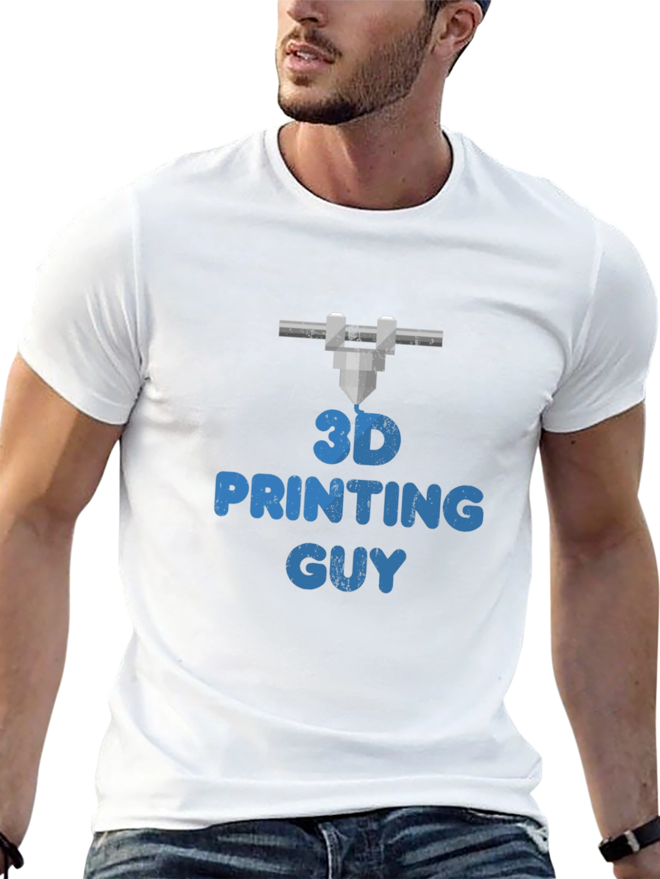 3D Printing Guy Graphic Tee - Black Casual T-Shirt