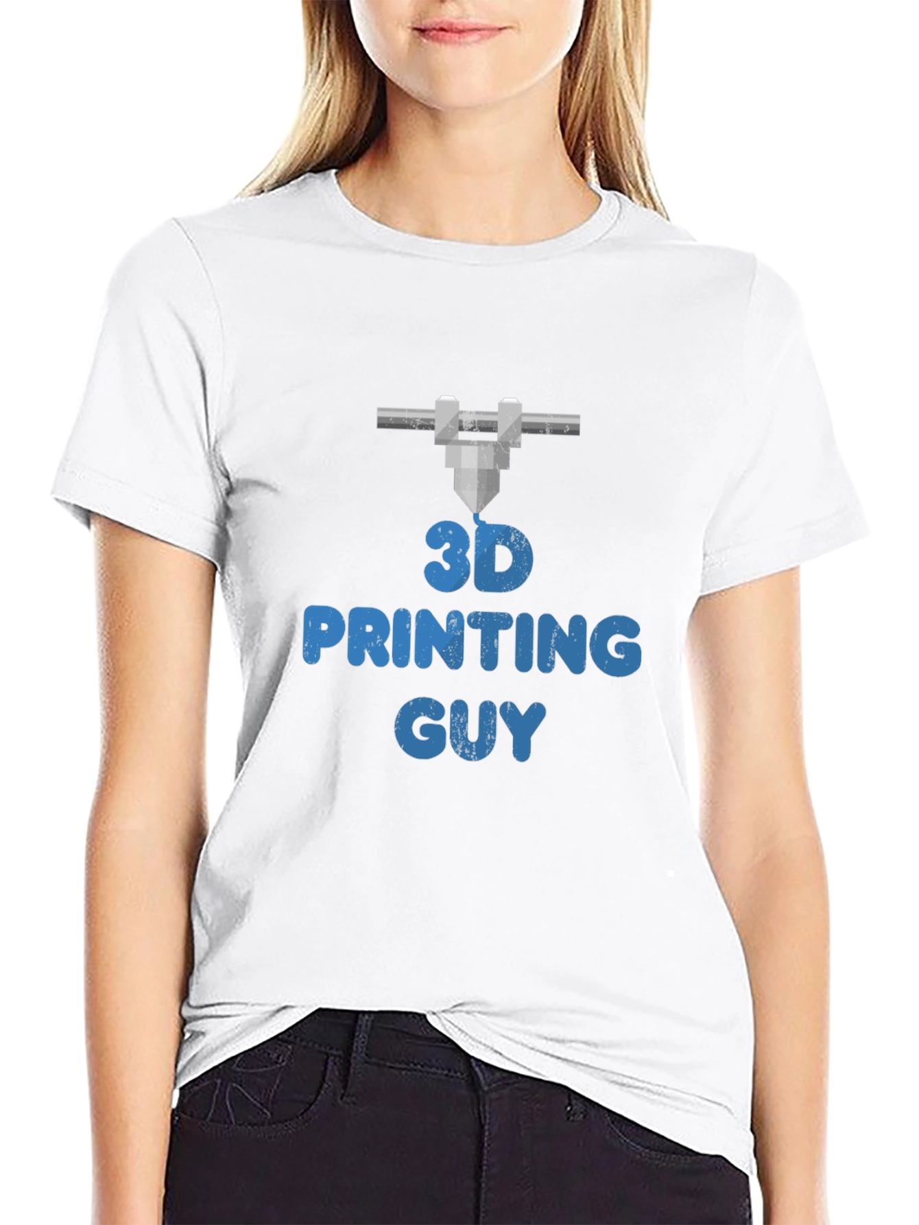 3D Printing Guy Graphic Tee - Black Casual T-Shirt