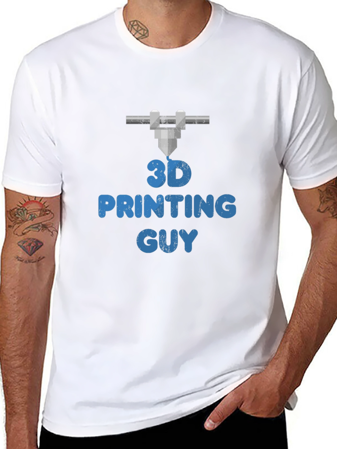 3D Printing Guy Graphic Tee - Black Casual T-Shirt
