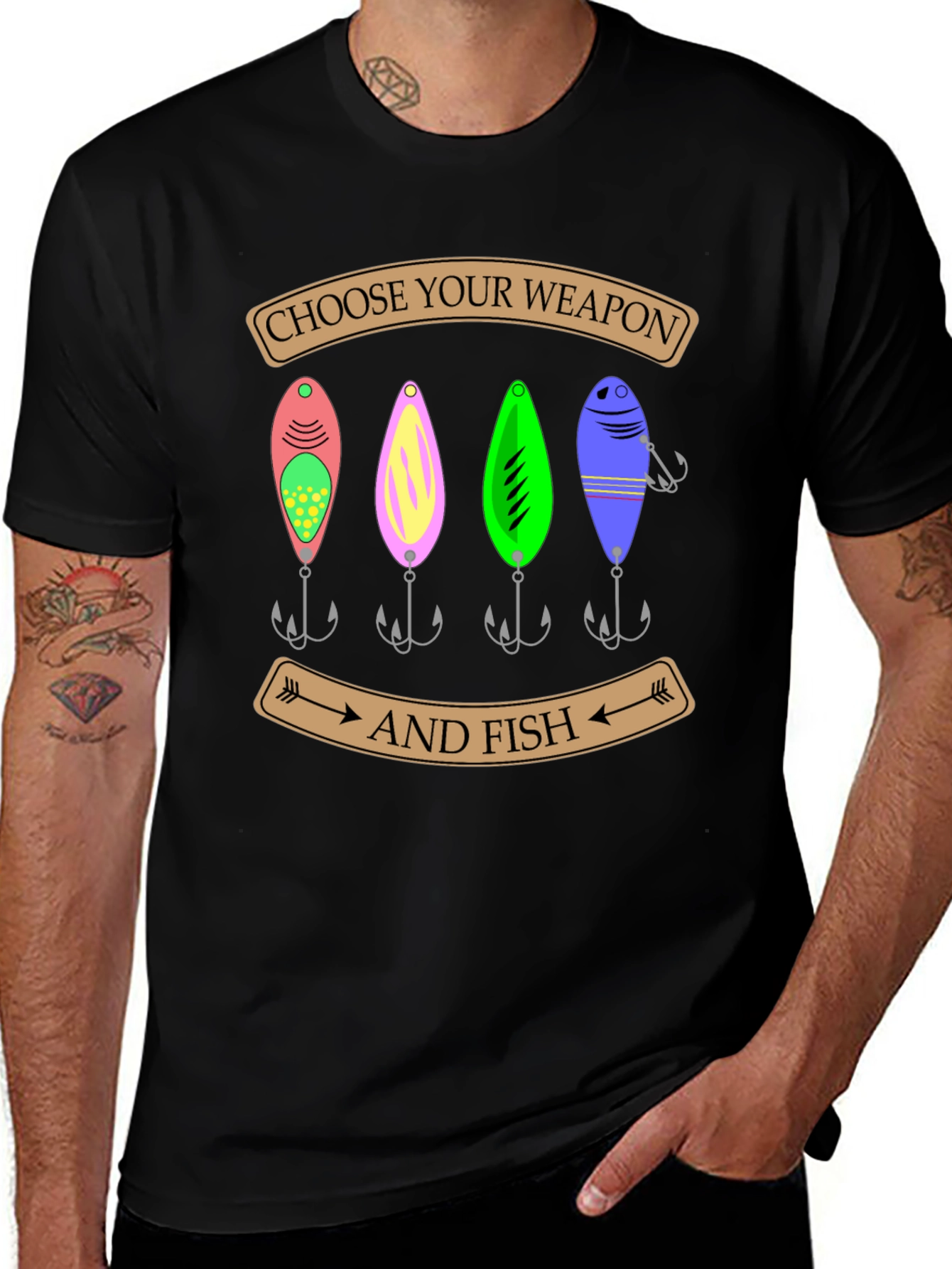 Choose Your Weapon and Fish T-Shirt