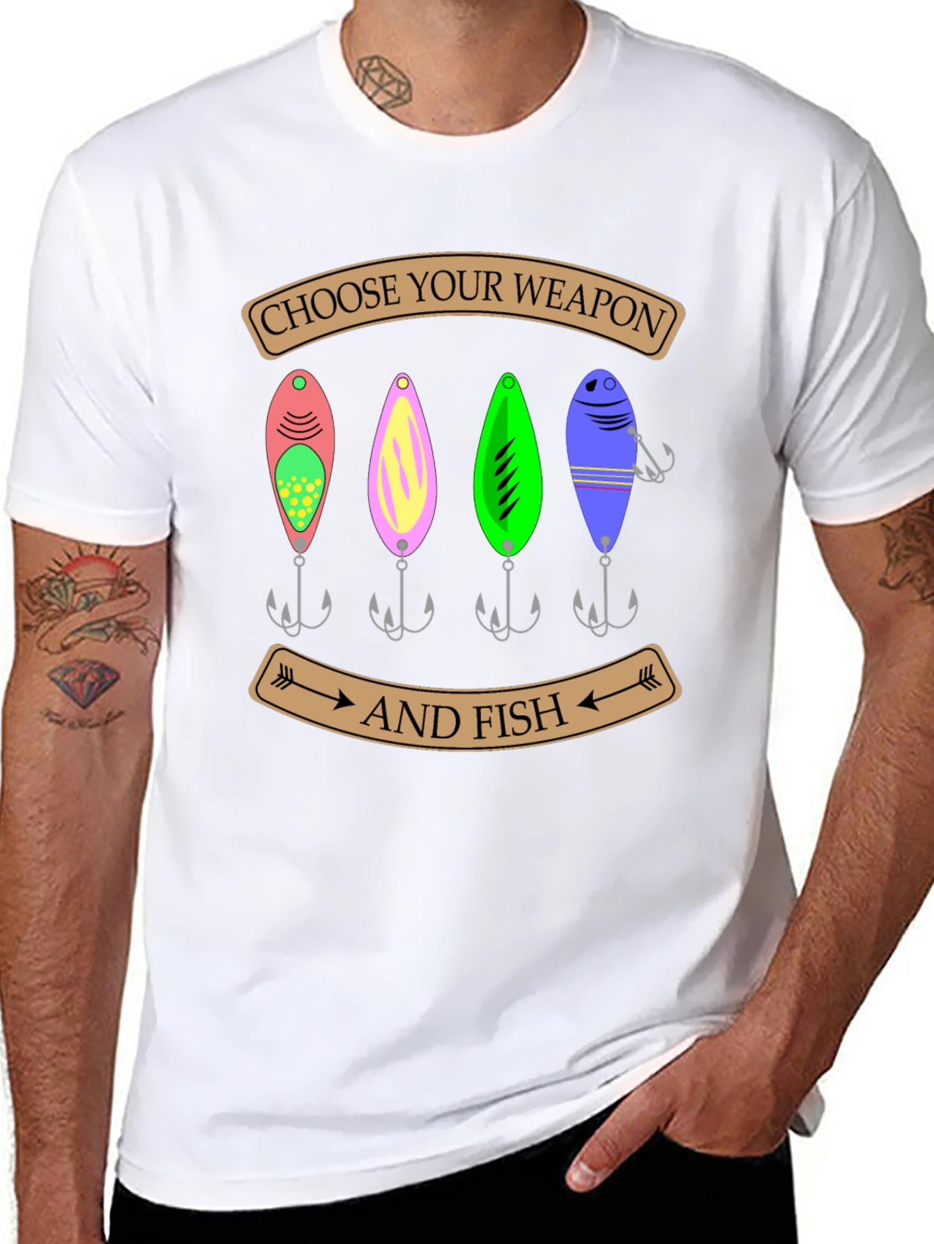 Choose Your Weapon and Fish T-Shirt