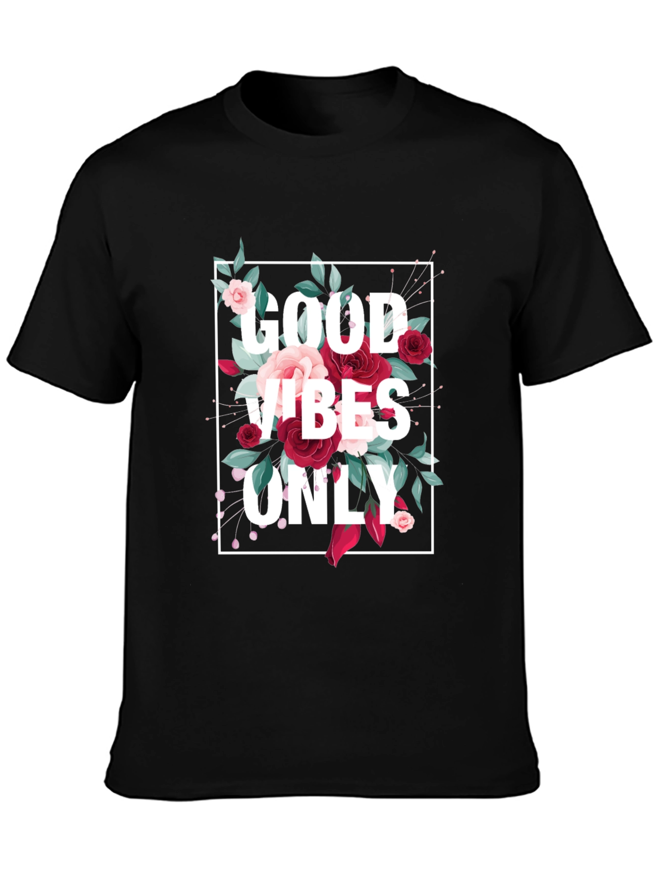 Good Vibes Only Floral Graphic T-Shirt