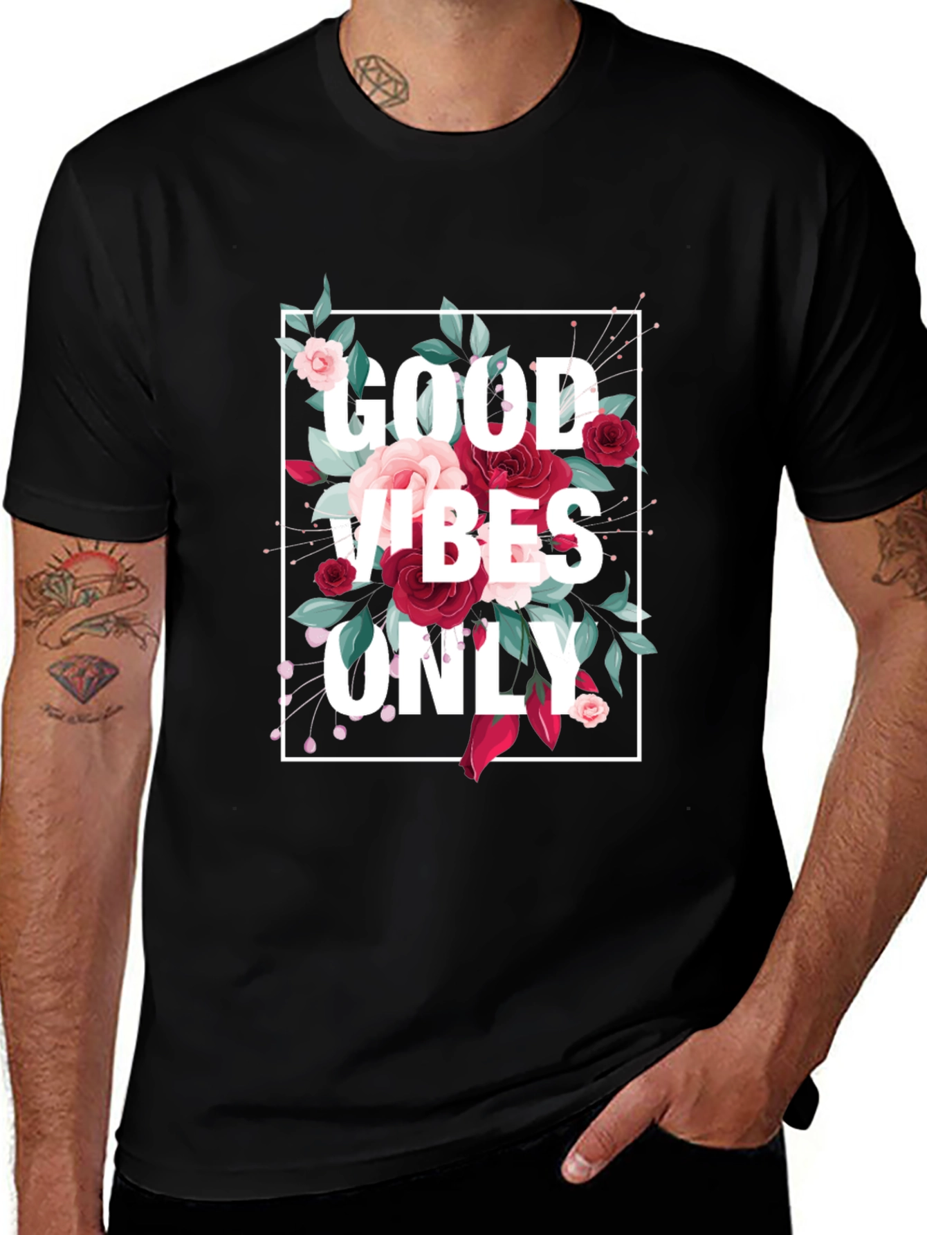 Good Vibes Only Floral Graphic T-Shirt