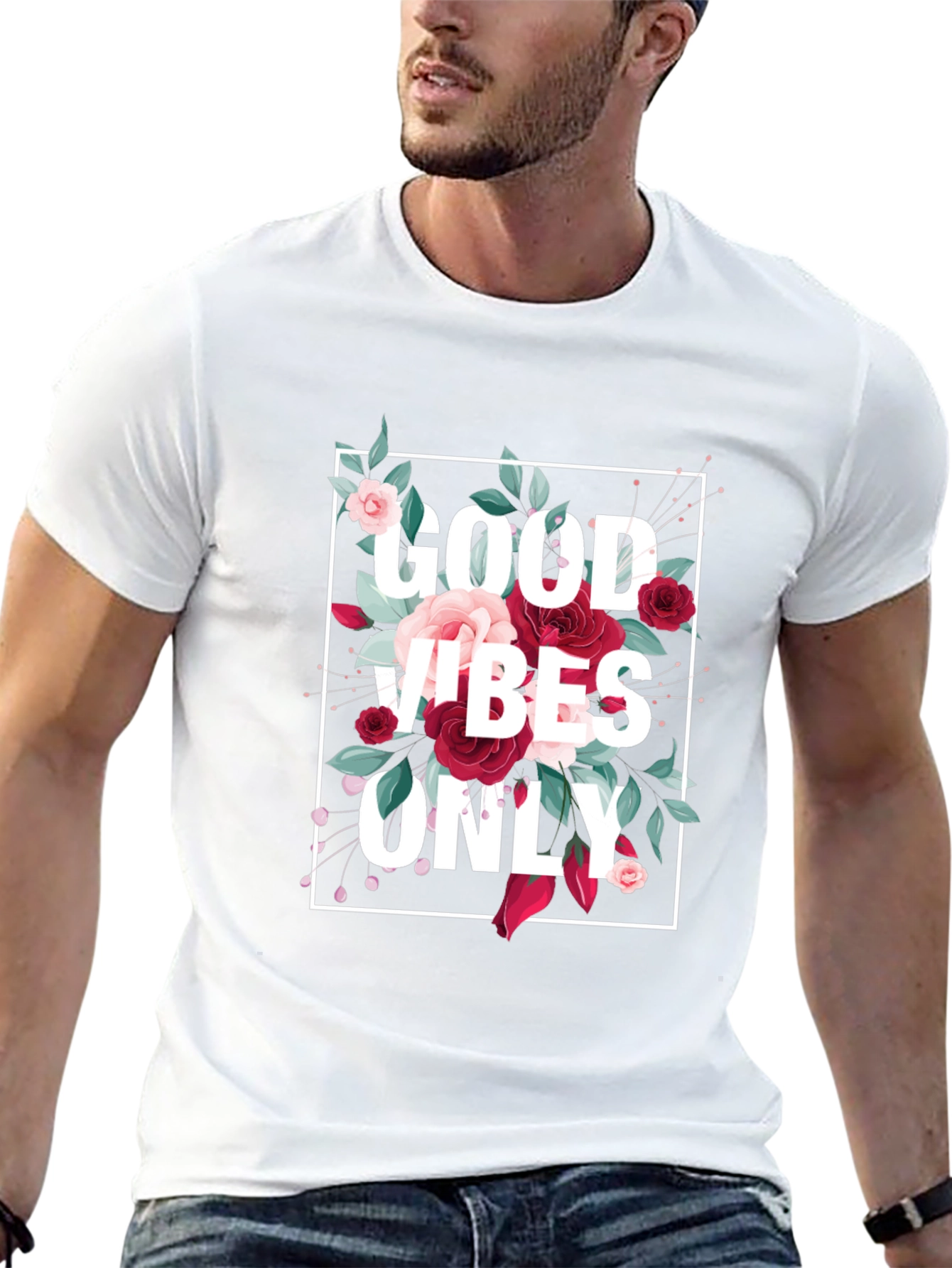 Good Vibes Only Floral Graphic T-Shirt
