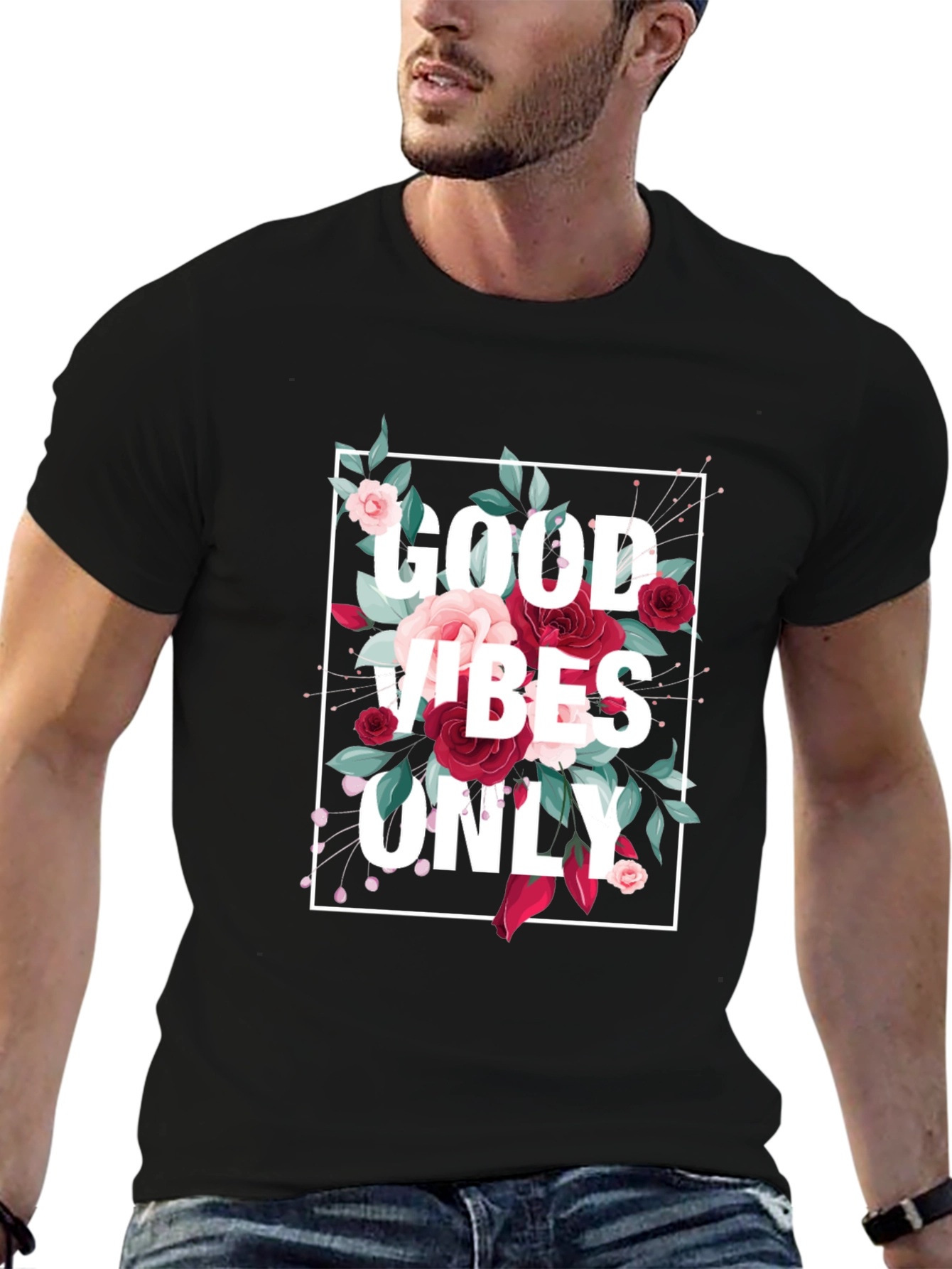 Good Vibes Only Floral Graphic T-Shirt