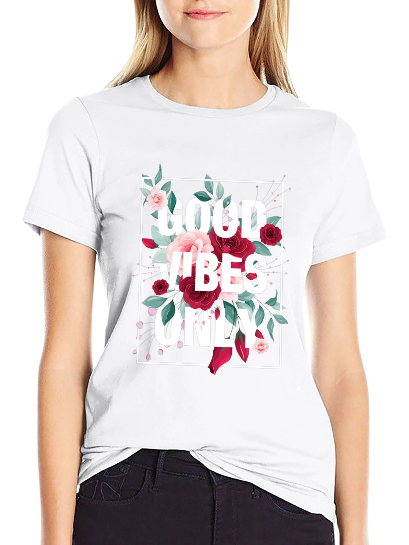 Good Vibes Only Floral Graphic T-Shirt