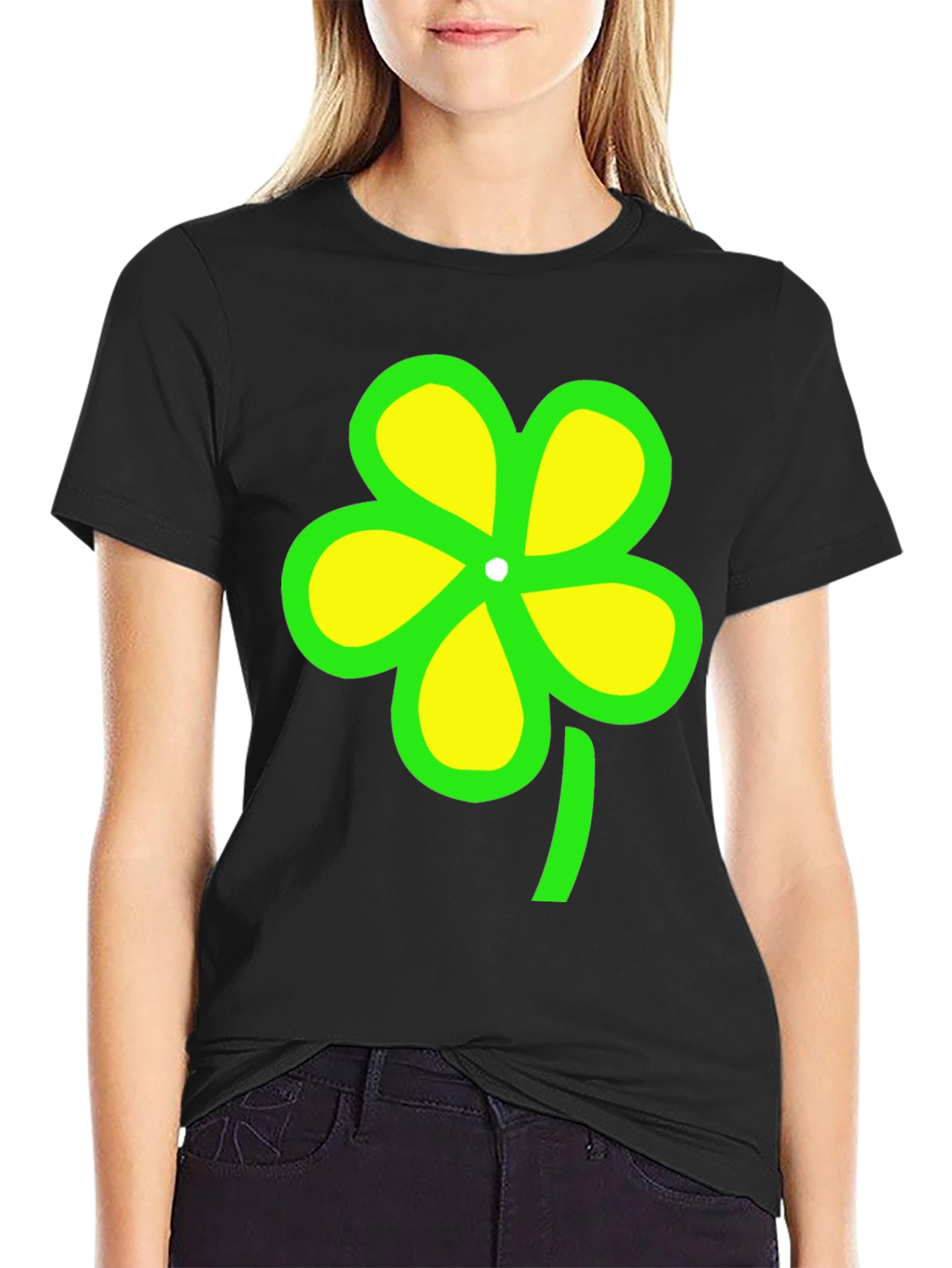 Lucky Clover Graphic Tee - Unisex Black T-Shirt