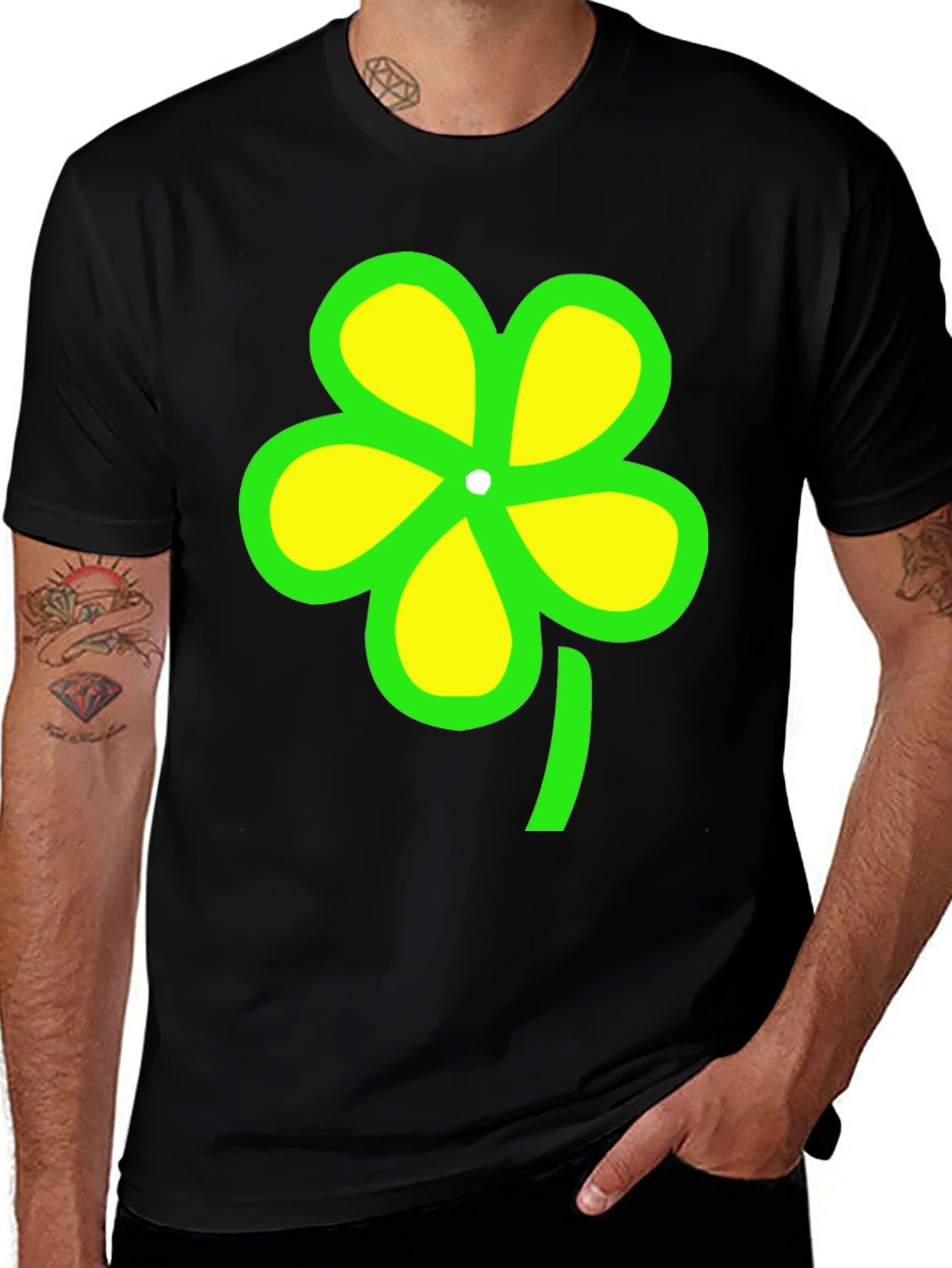 Lucky Clover Graphic Tee - Unisex Black T-Shirt