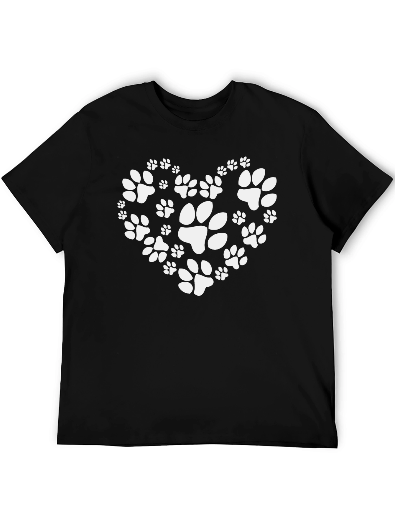 Paw Print Heart Black T-Shirt