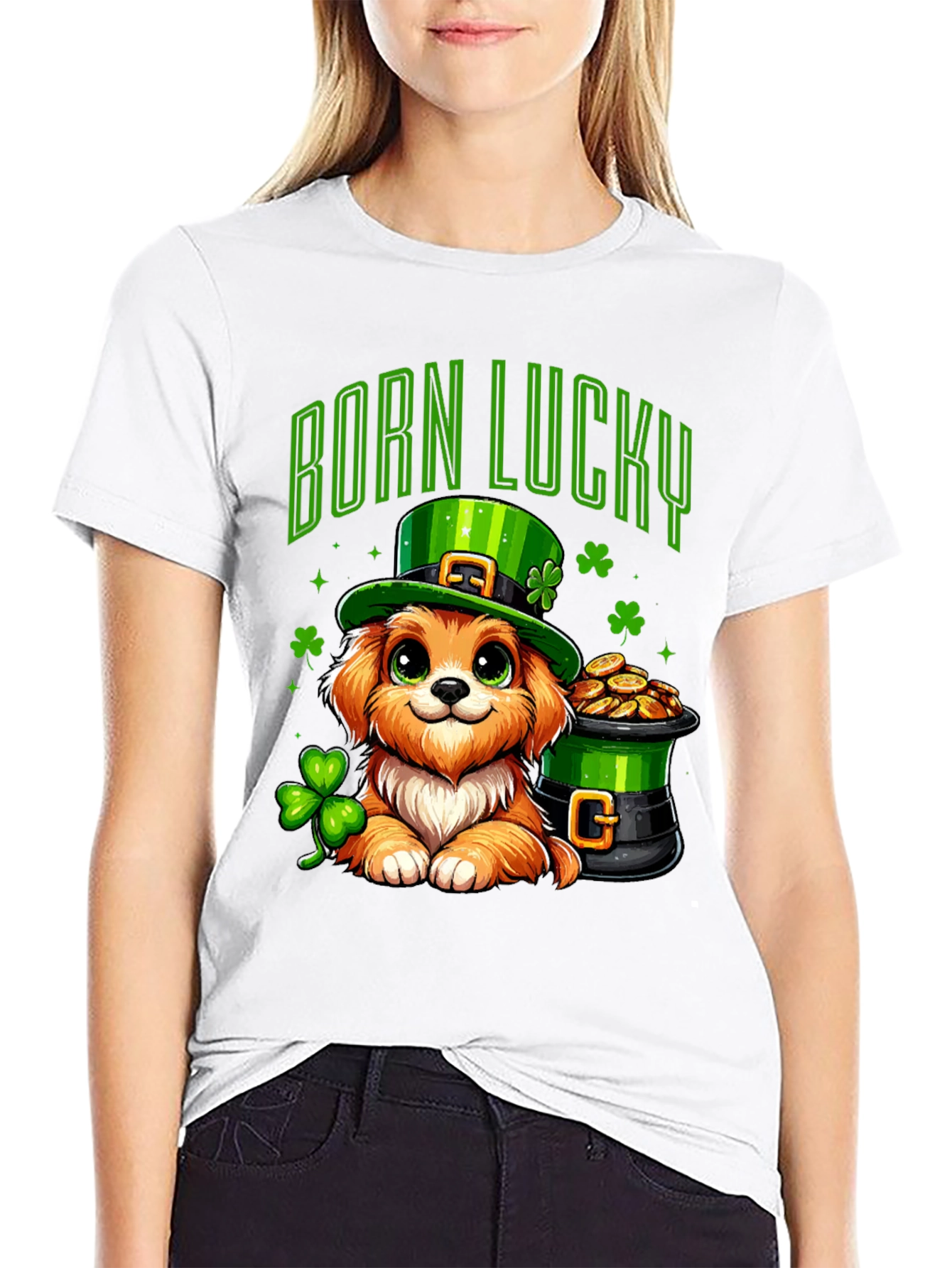 Born Lucky St. Patricks Day Dog T-Shirt