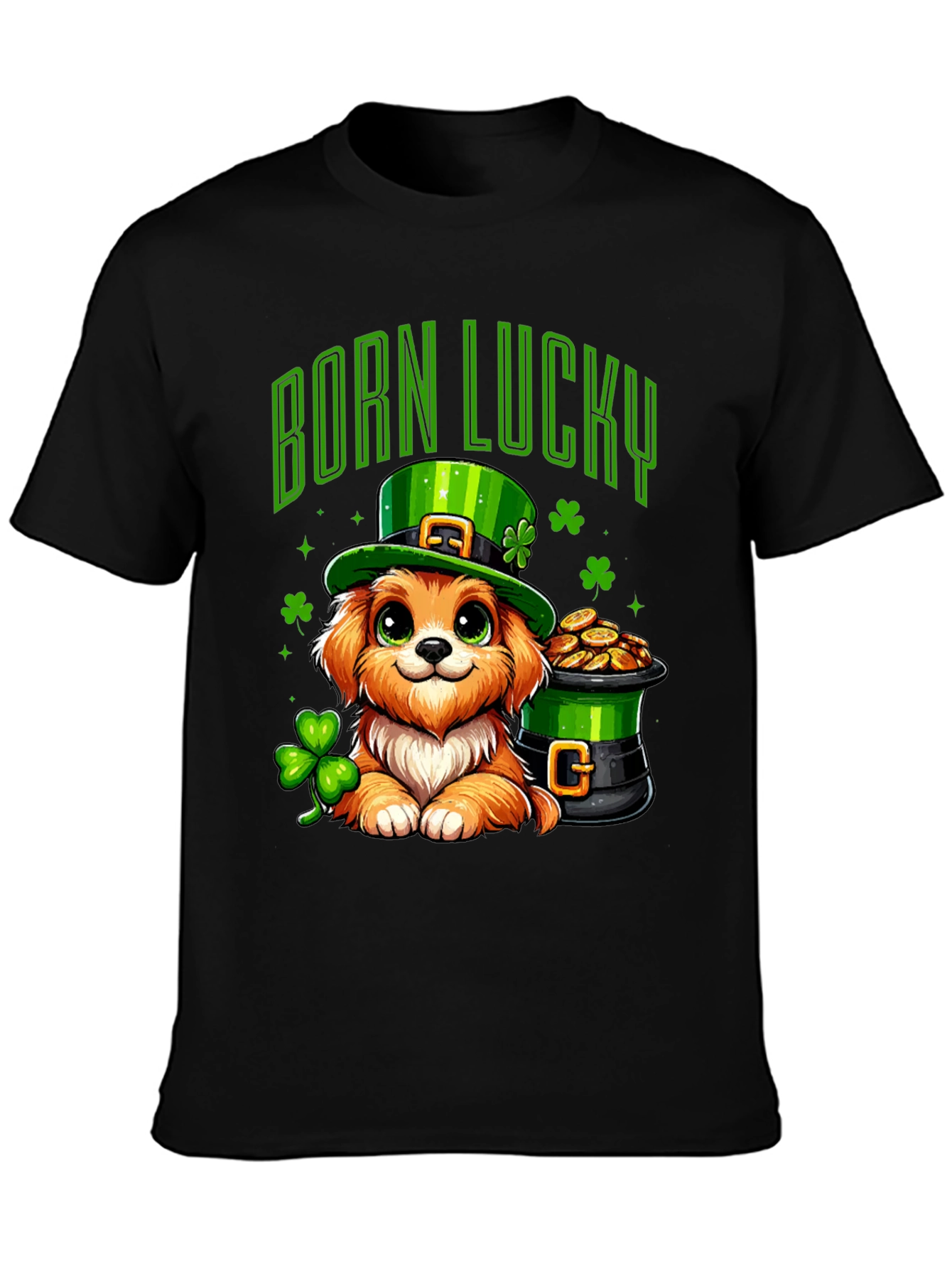 Born Lucky St. Patricks Day Dog T-Shirt