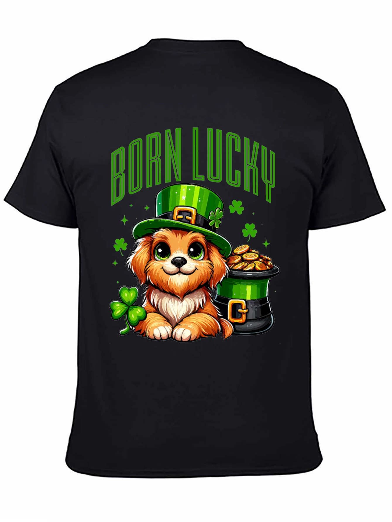 Born Lucky St. Patricks Day Dog T-Shirt
