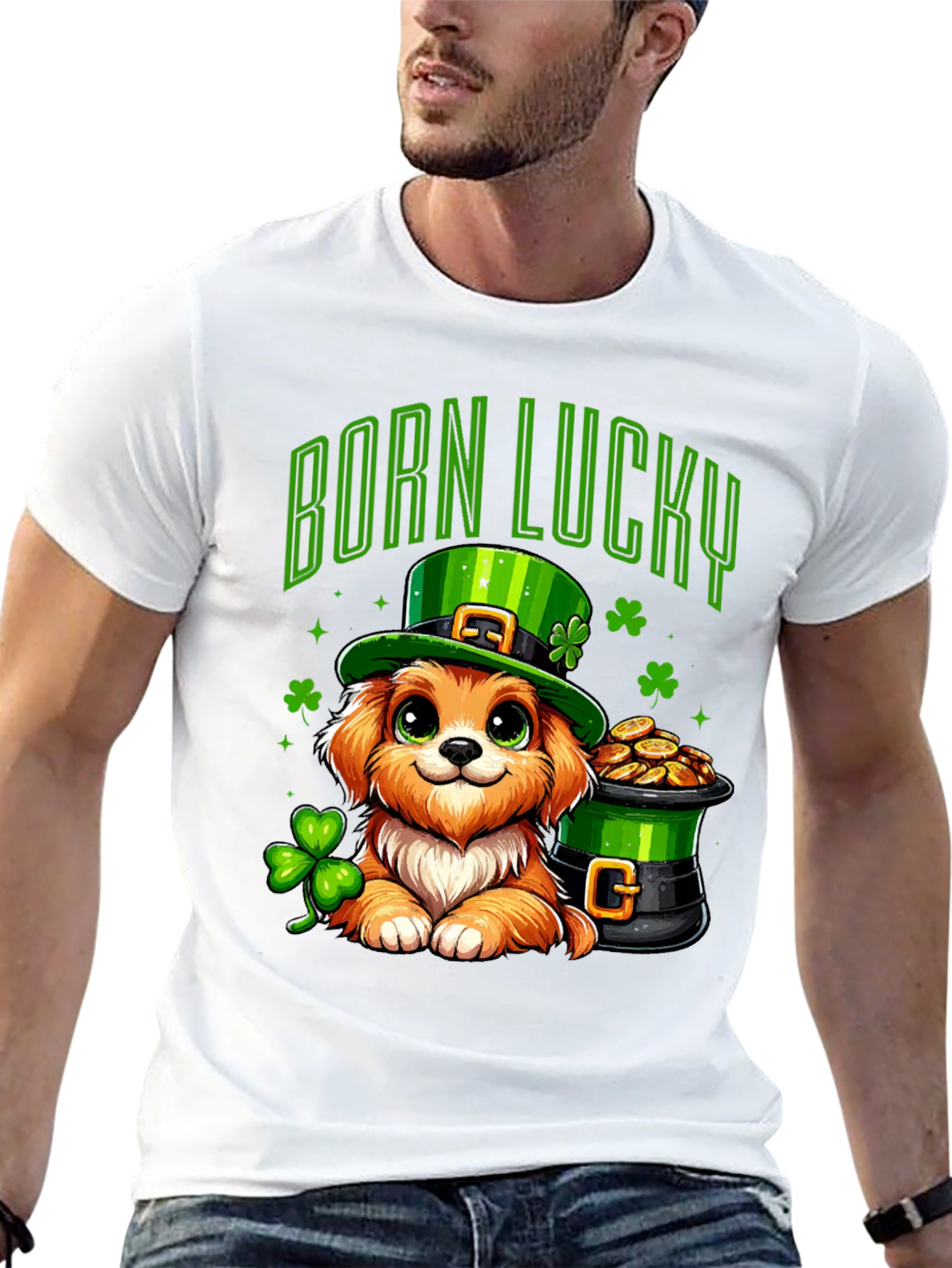 Born Lucky St. Patricks Day Dog T-Shirt
