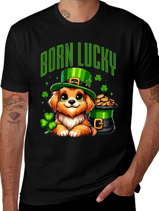 Born Lucky St. Patricks Day Dog T-Shirt