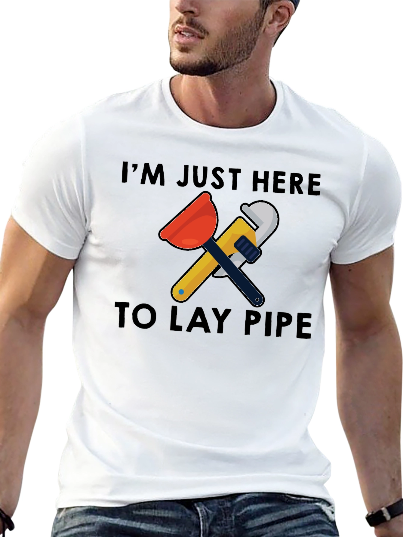 Im Just Here to Lay Pipe Graphic T-Shirt