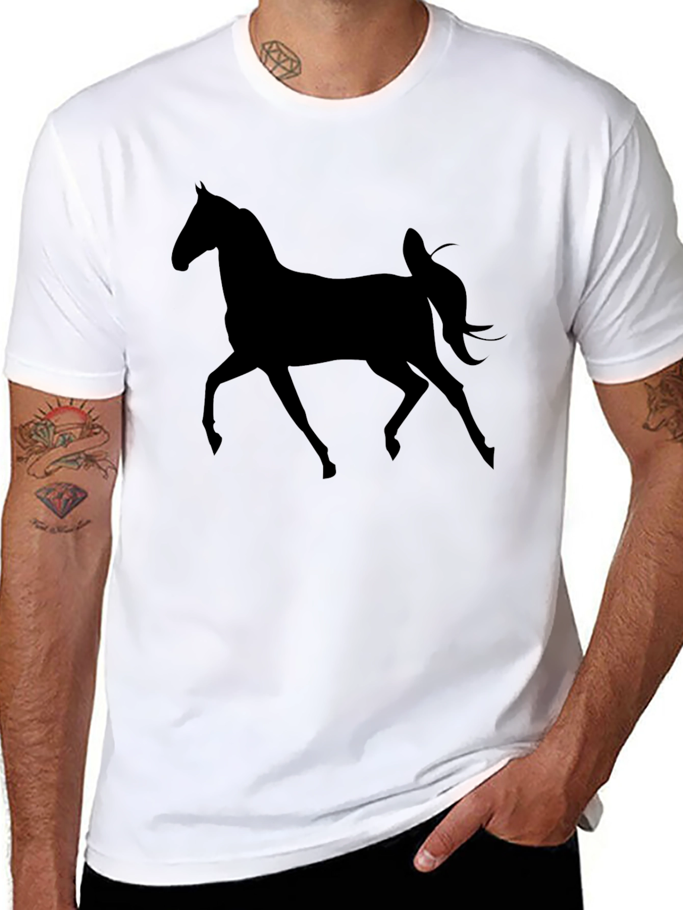 Black Horse Graphic Tee - Stylish Mens T-Shirt
