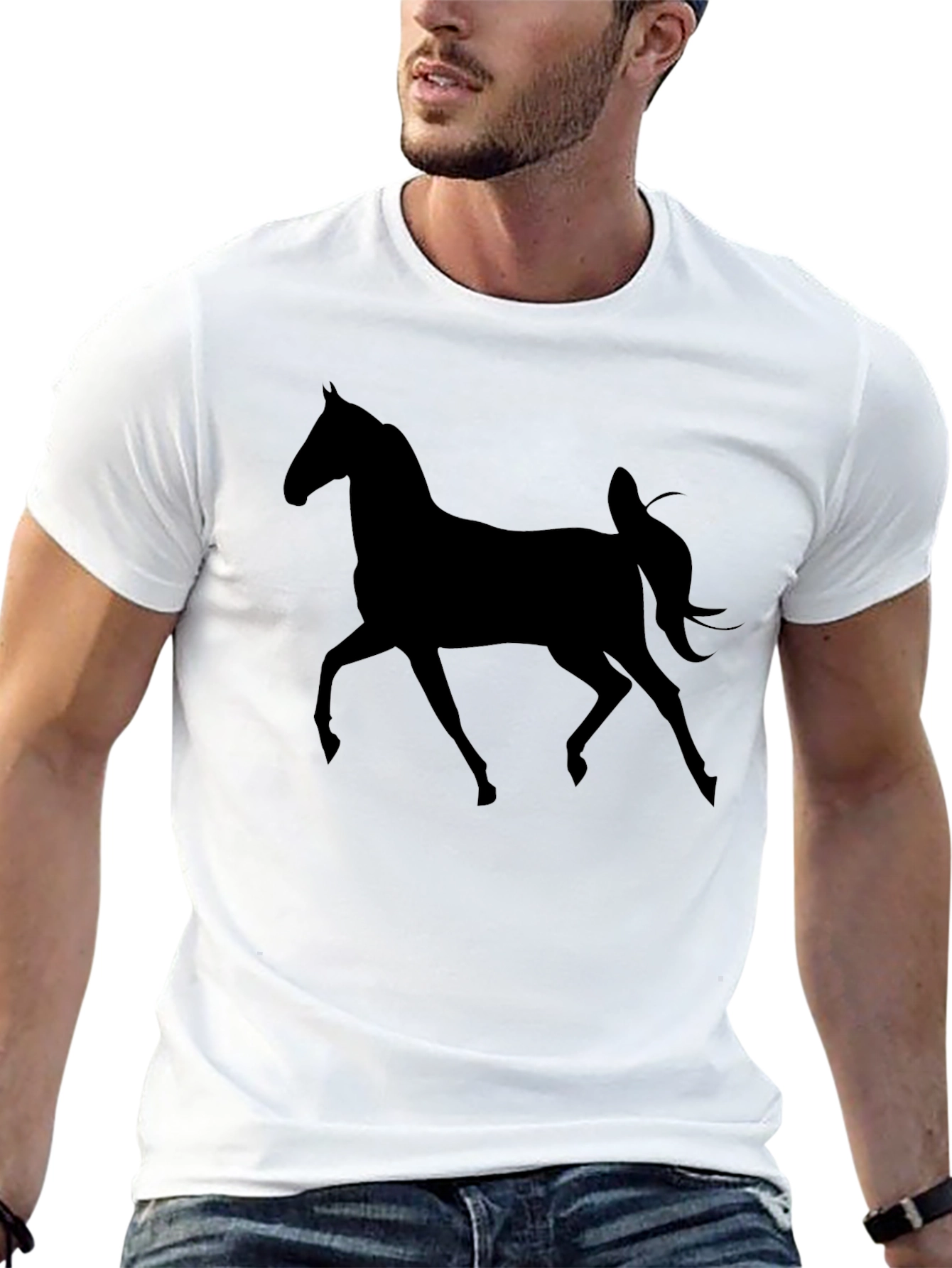 Black Horse Graphic Tee - Stylish Mens T-Shirt