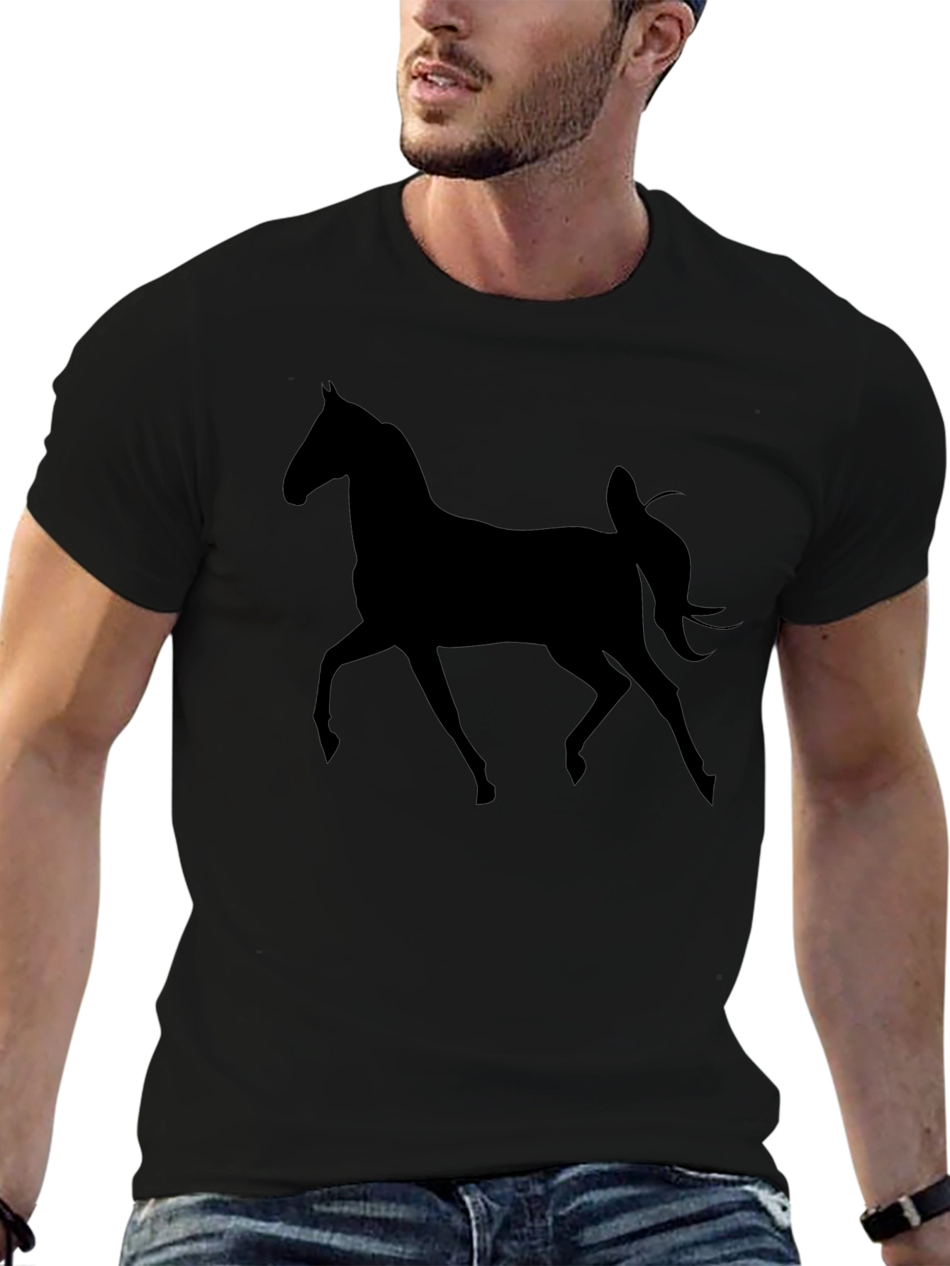 Black Horse Graphic Tee - Stylish Mens T-Shirt