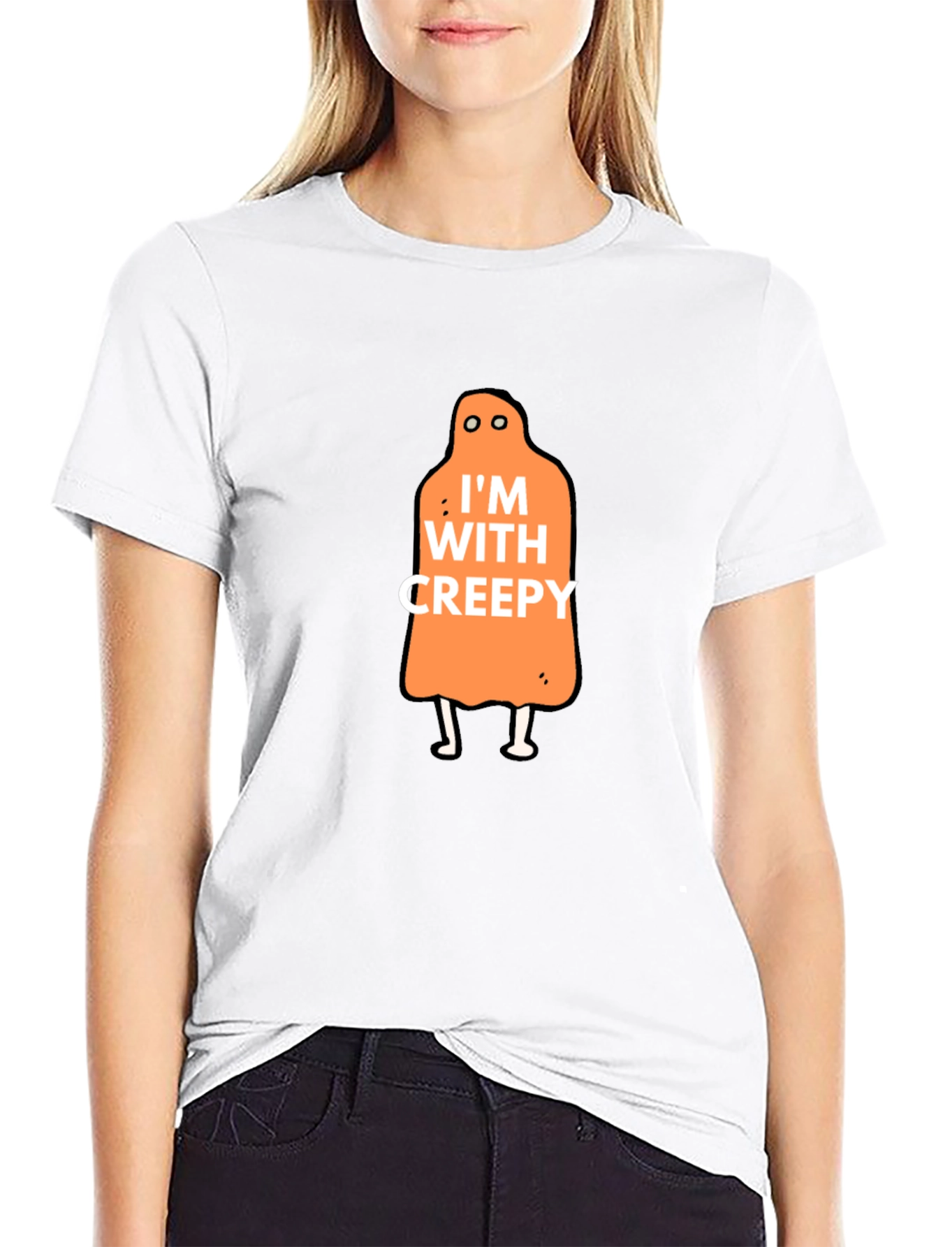 Im With Creepy Halloween Graphic Tee - Black