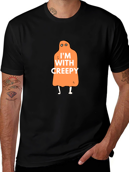 Im With Creepy Halloween Graphic Tee - Black