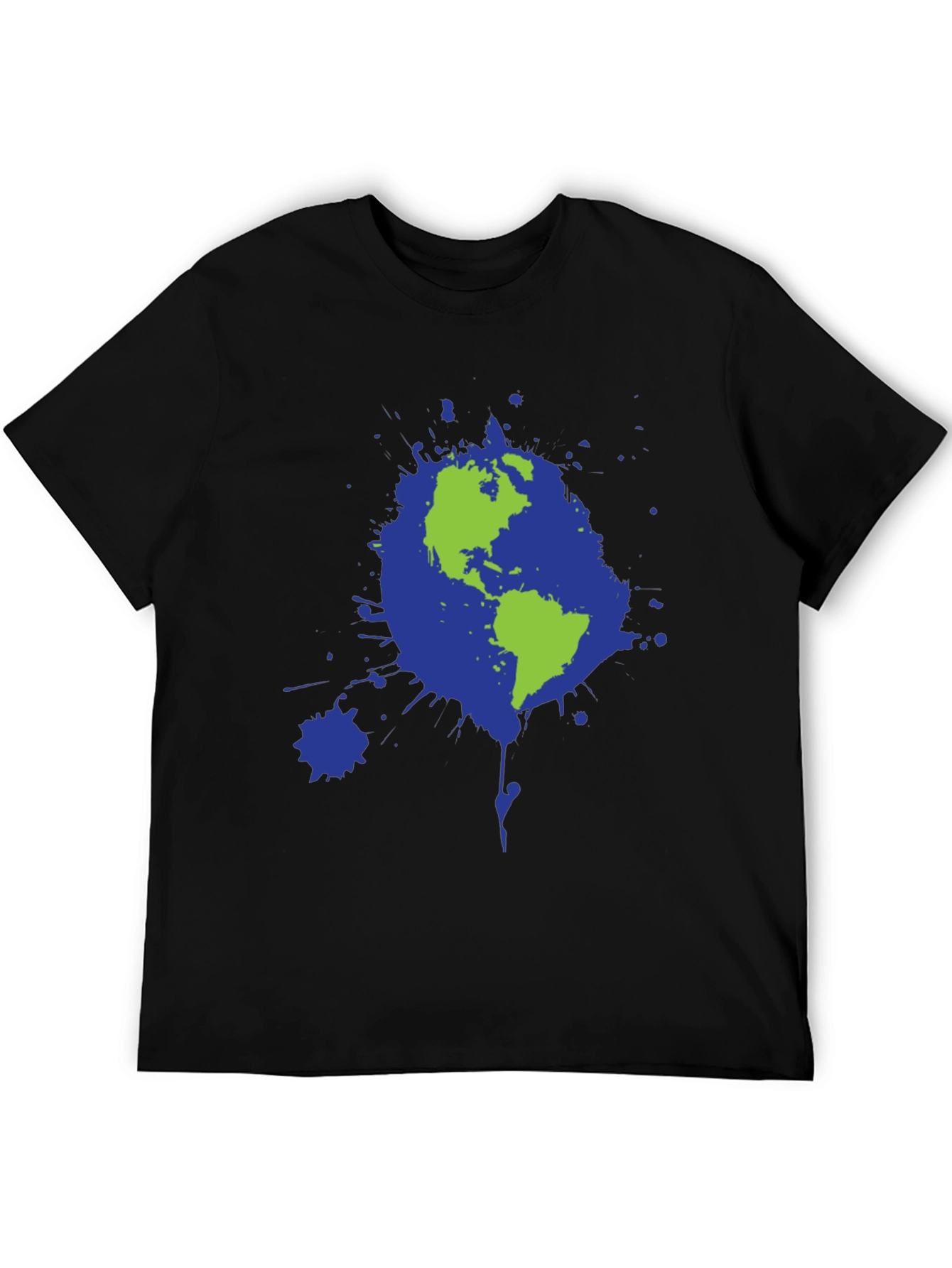 Earth Splatter Graphic Tee - Black Cotton T-Shirt