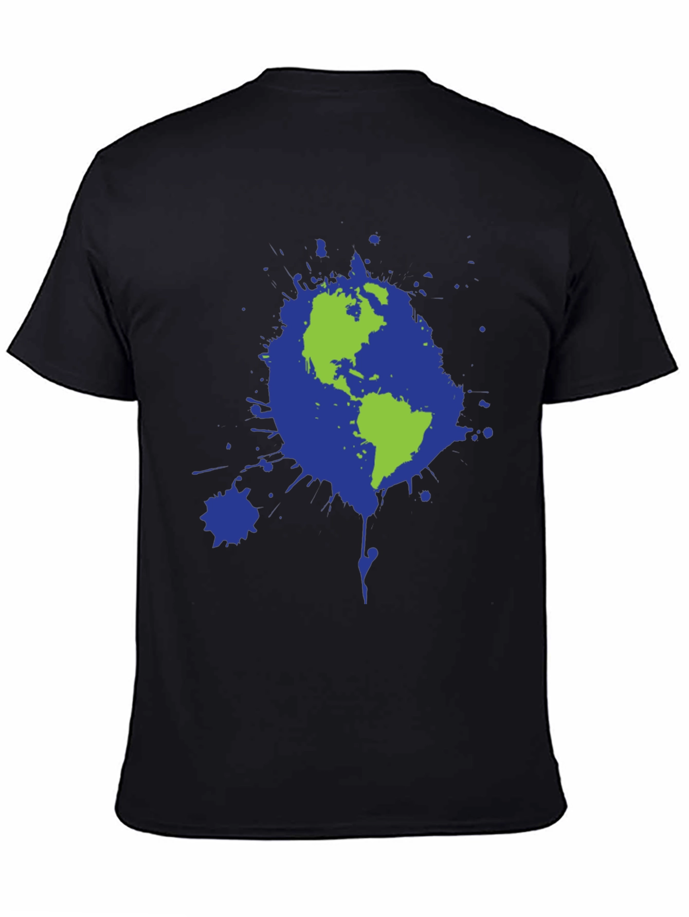 Earth Splatter Graphic Tee - Black Cotton T-Shirt