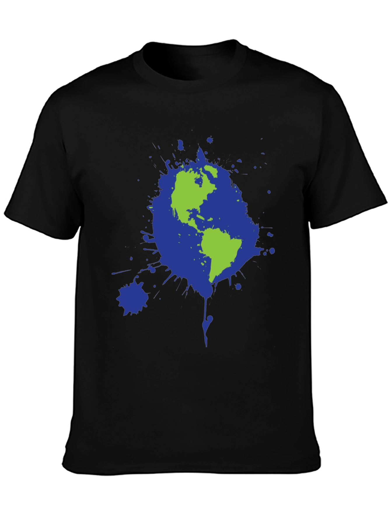 Earth Splatter Graphic Tee - Black Cotton T-Shirt