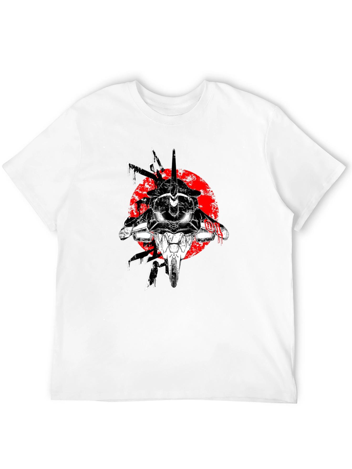 Anime Mech Graphic T-Shirt - Black