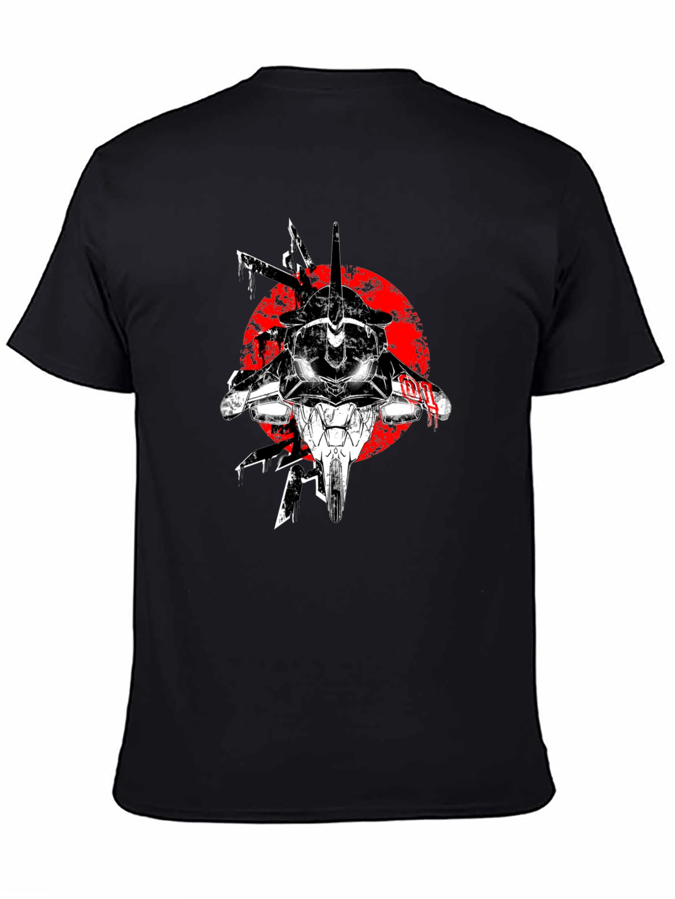 Anime Mech Graphic T-Shirt - Black