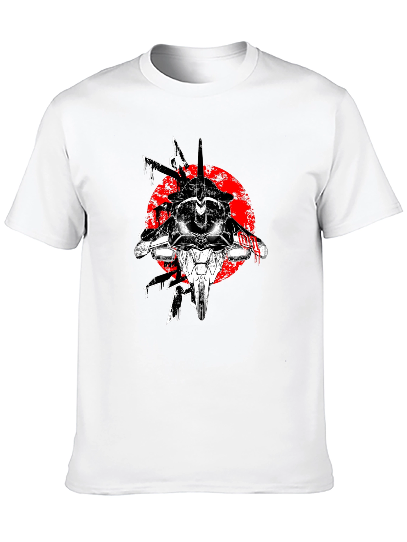 Anime Mech Graphic T-Shirt - Black