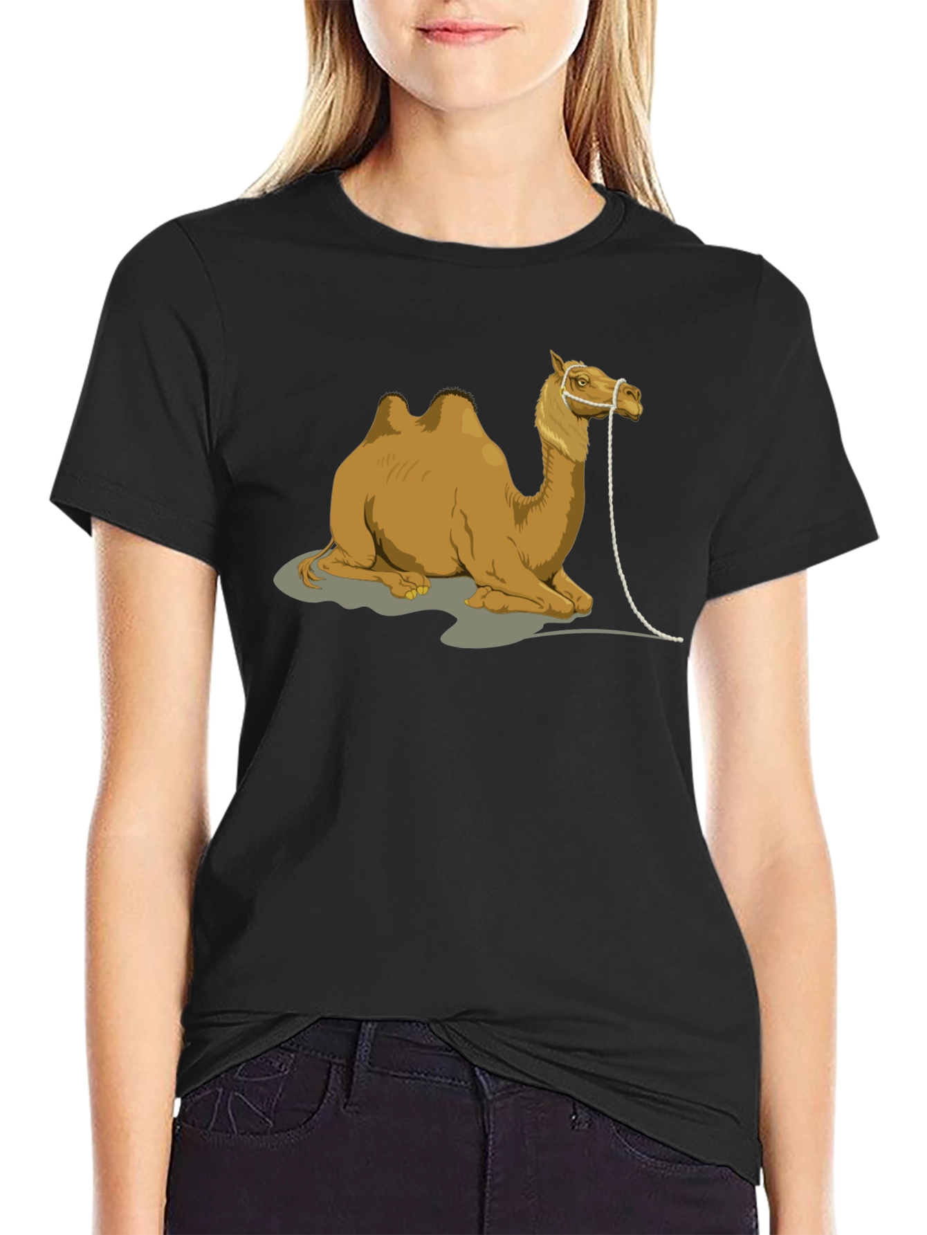 Camel Graphic Print Crew Neck T-Shirt