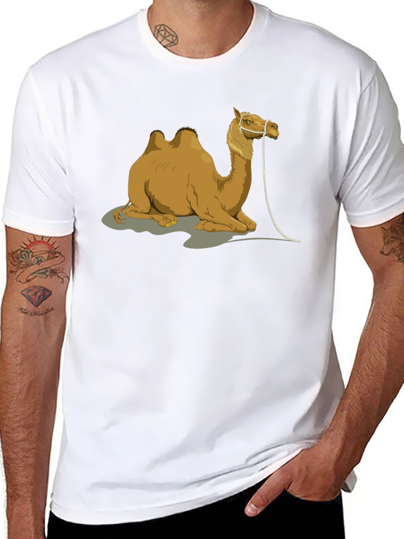 Camel Graphic Print Crew Neck T-Shirt
